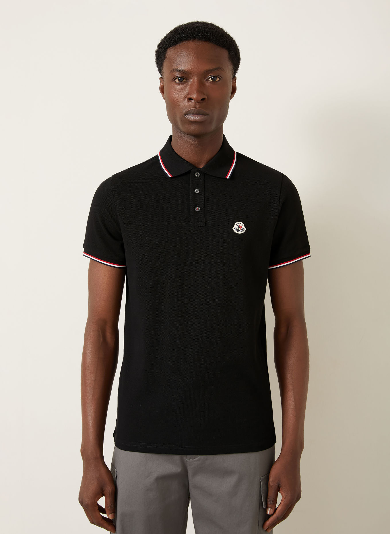 MONCLER Koszulka polo Piqué: CZARNY / CZERWONY / BIAŁY