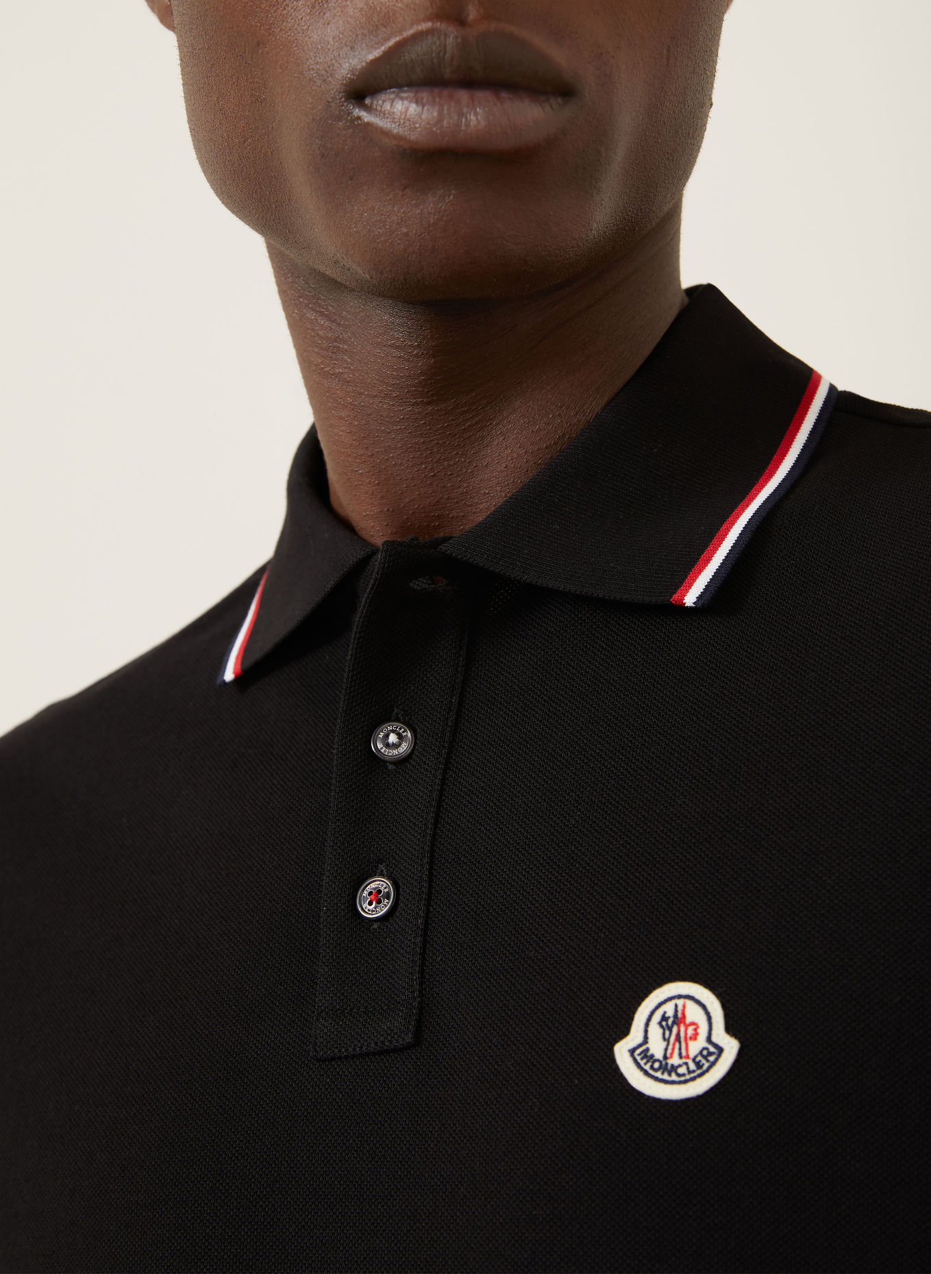 MONCLER Koszulka polo Piqué: CZARNY / CZERWONY / BIAŁY