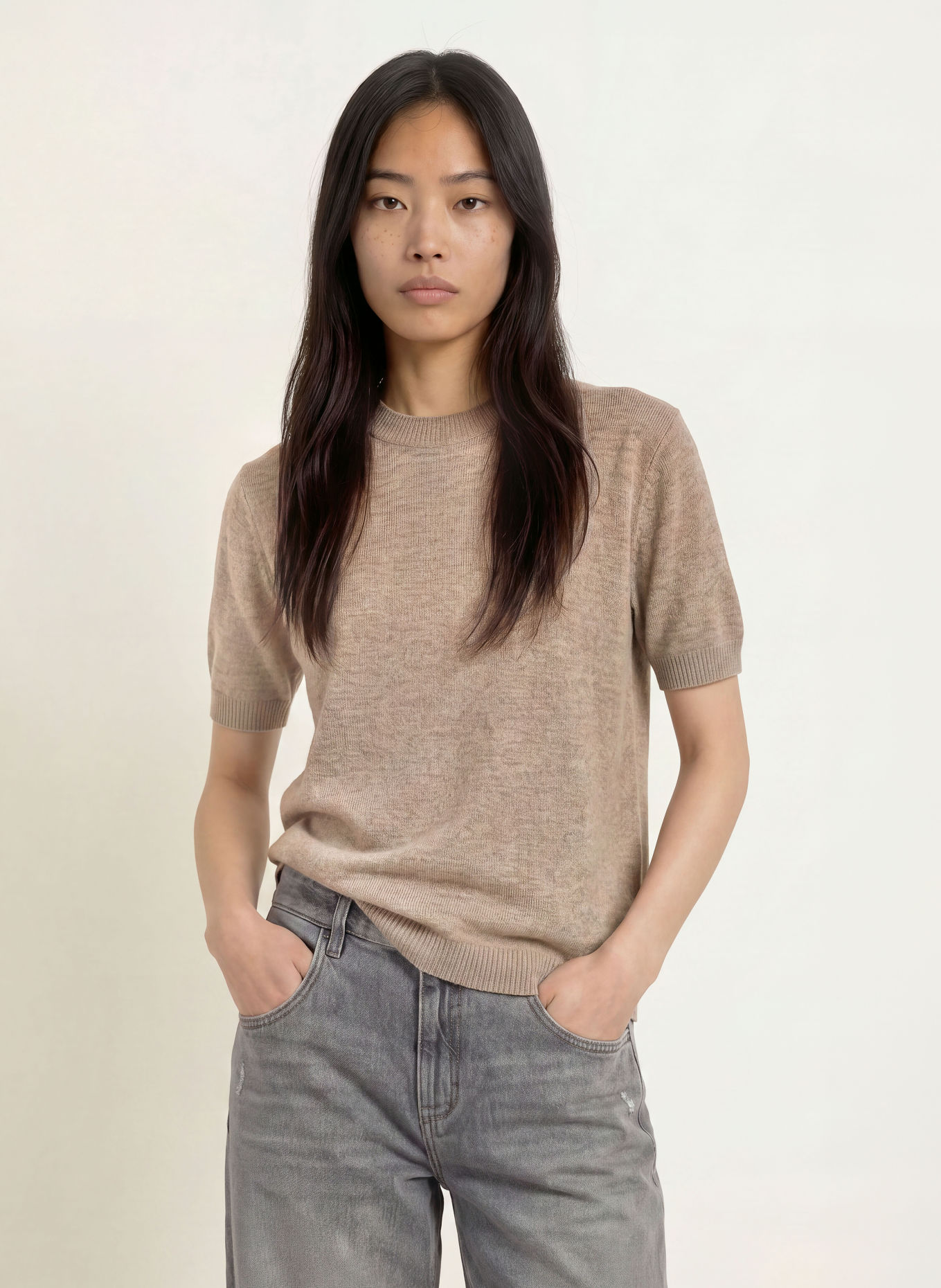 TIGER OF SWEDEN Gebreid shirt MAY met merinowol: GRIJS