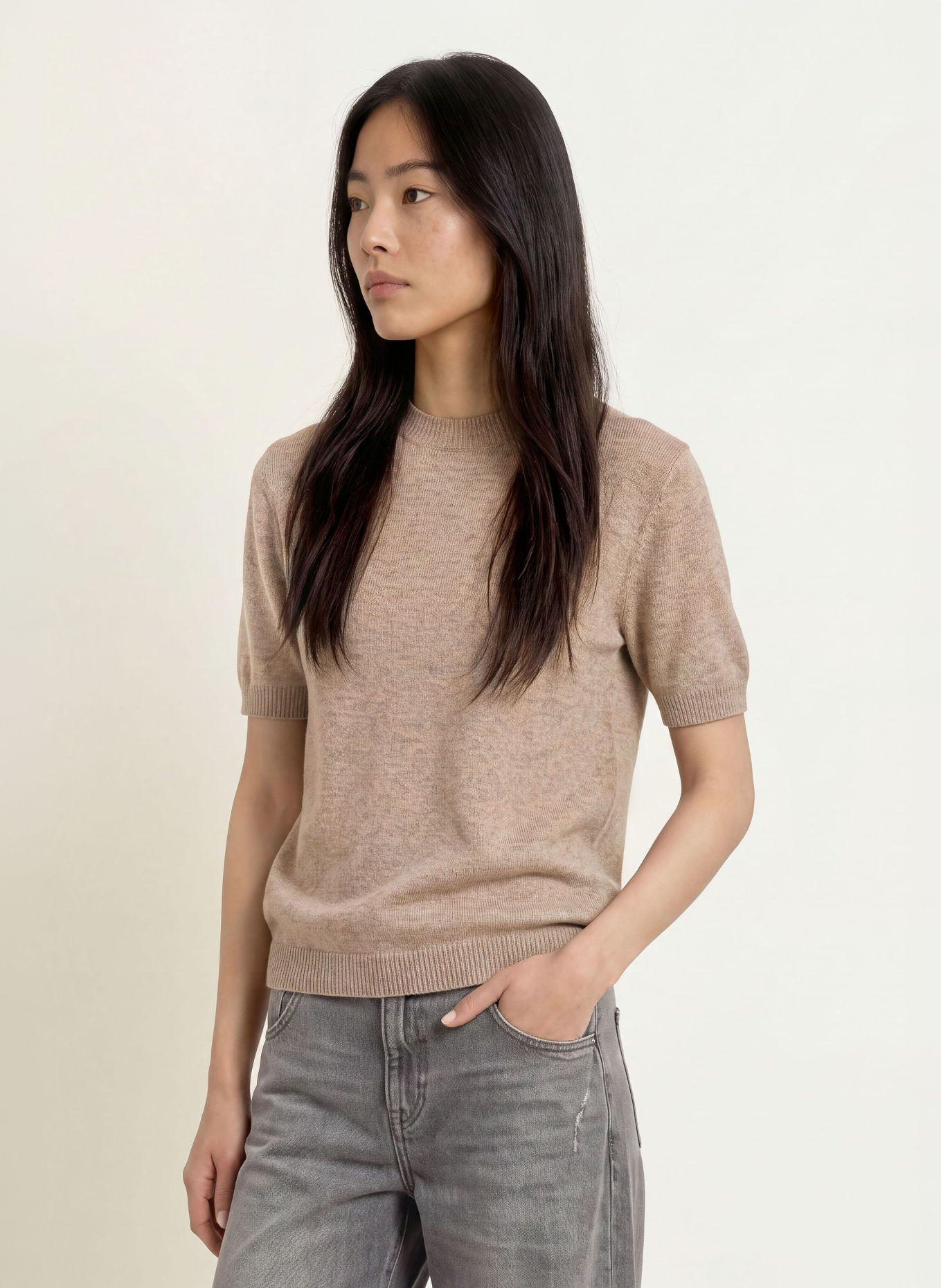 TIGER OF SWEDEN Gebreid shirt MAY met merinowol: GRIJS
