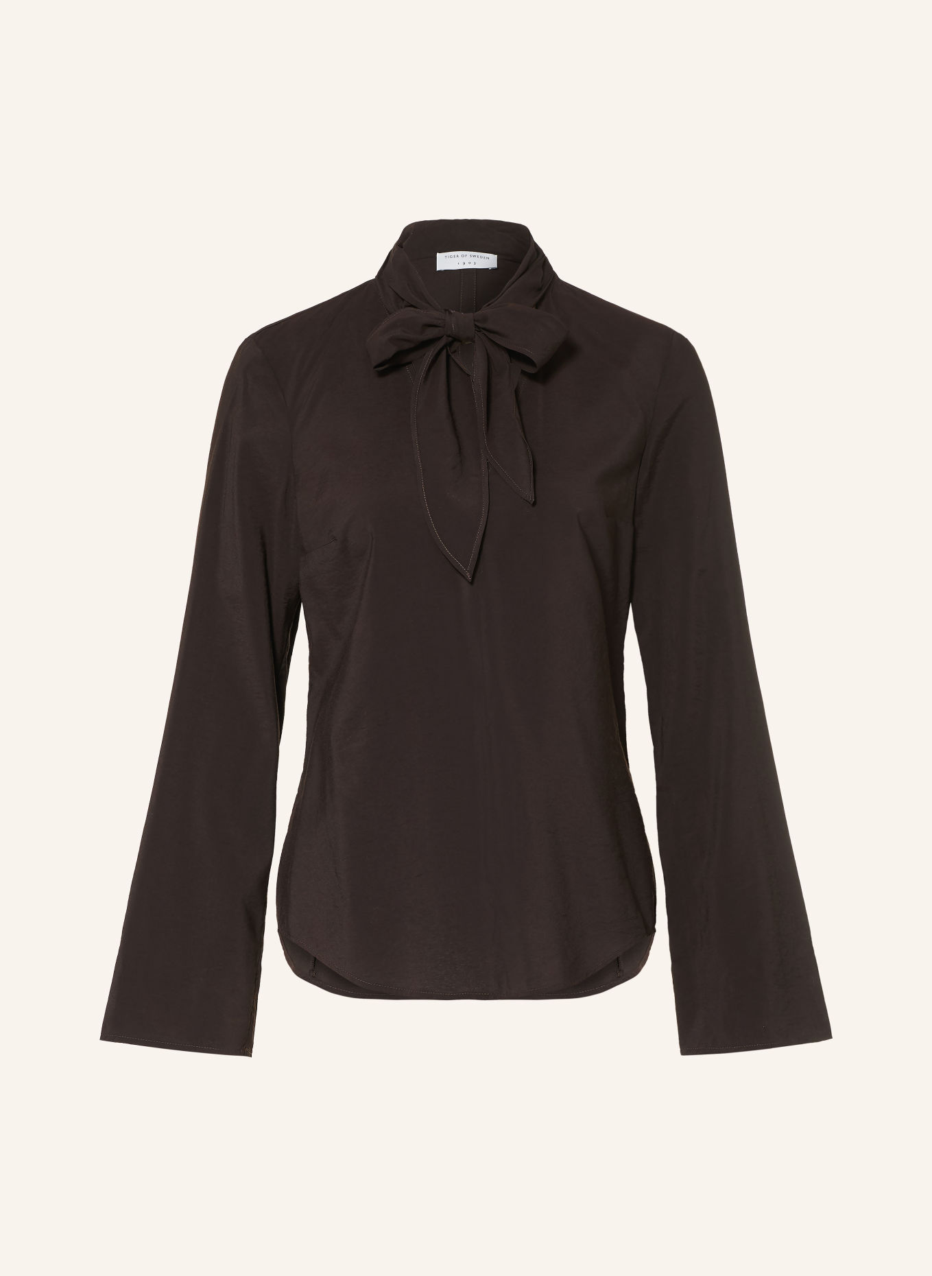 TIGER OF SWEDEN SOREN Tie-neck blouse: DARK BROWN