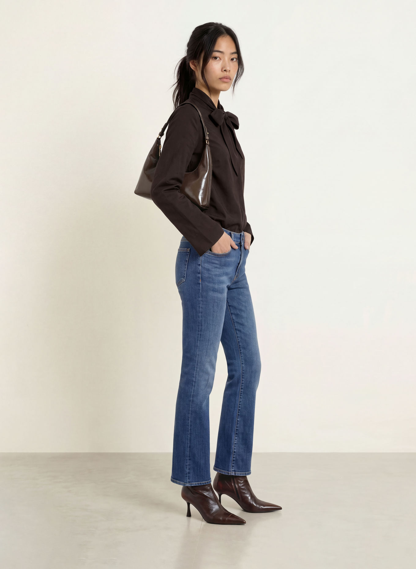 TIGER OF SWEDEN SOREN Tie-neck blouse: DARK BROWN