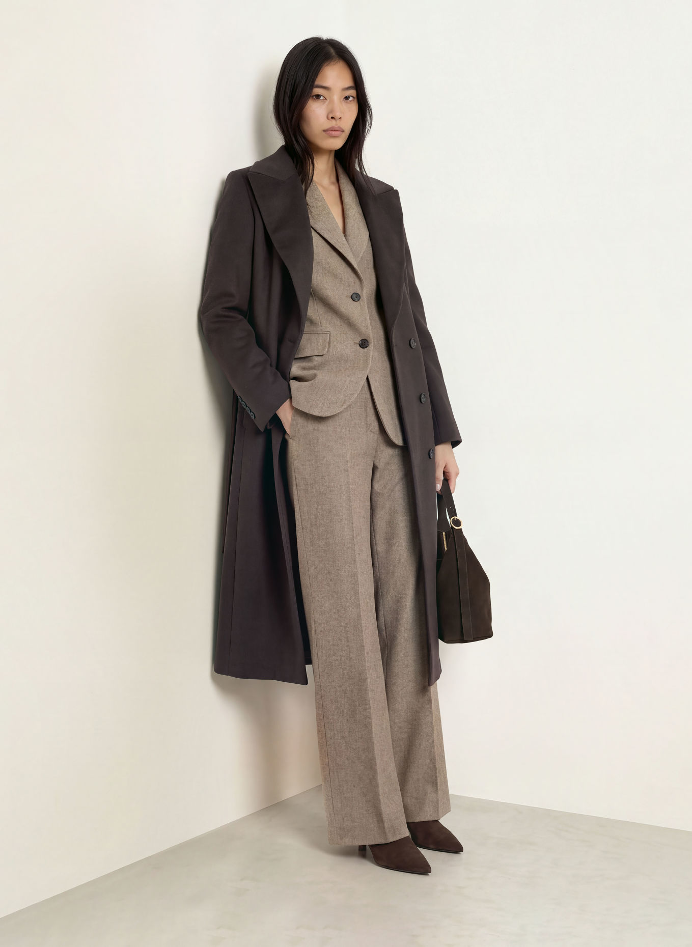 TIGER OF SWEDEN Manteau en laine RIMINA: MARRON FONCÉ