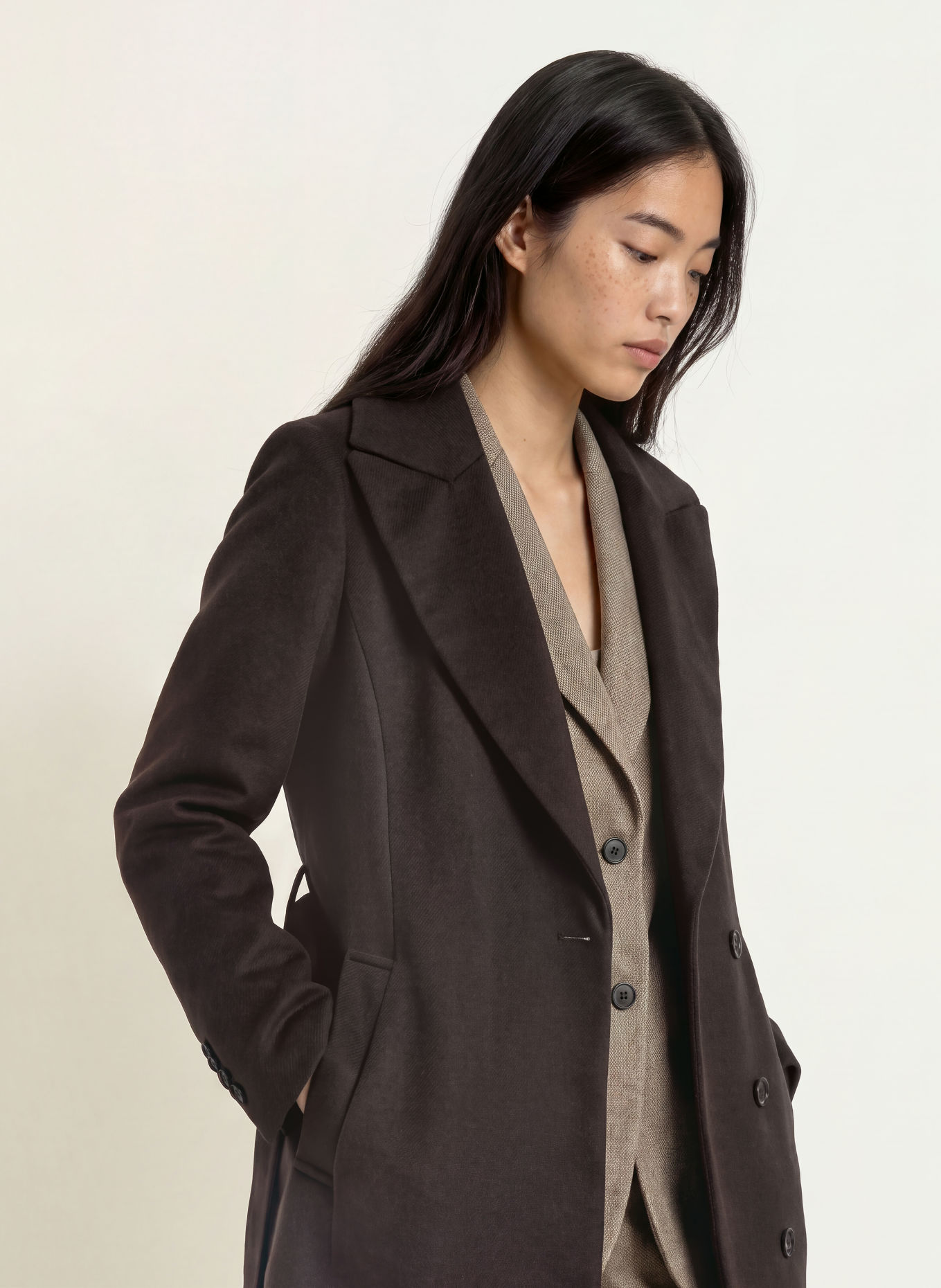 TIGER OF SWEDEN Manteau en laine RIMINA: MARRON FONCÉ