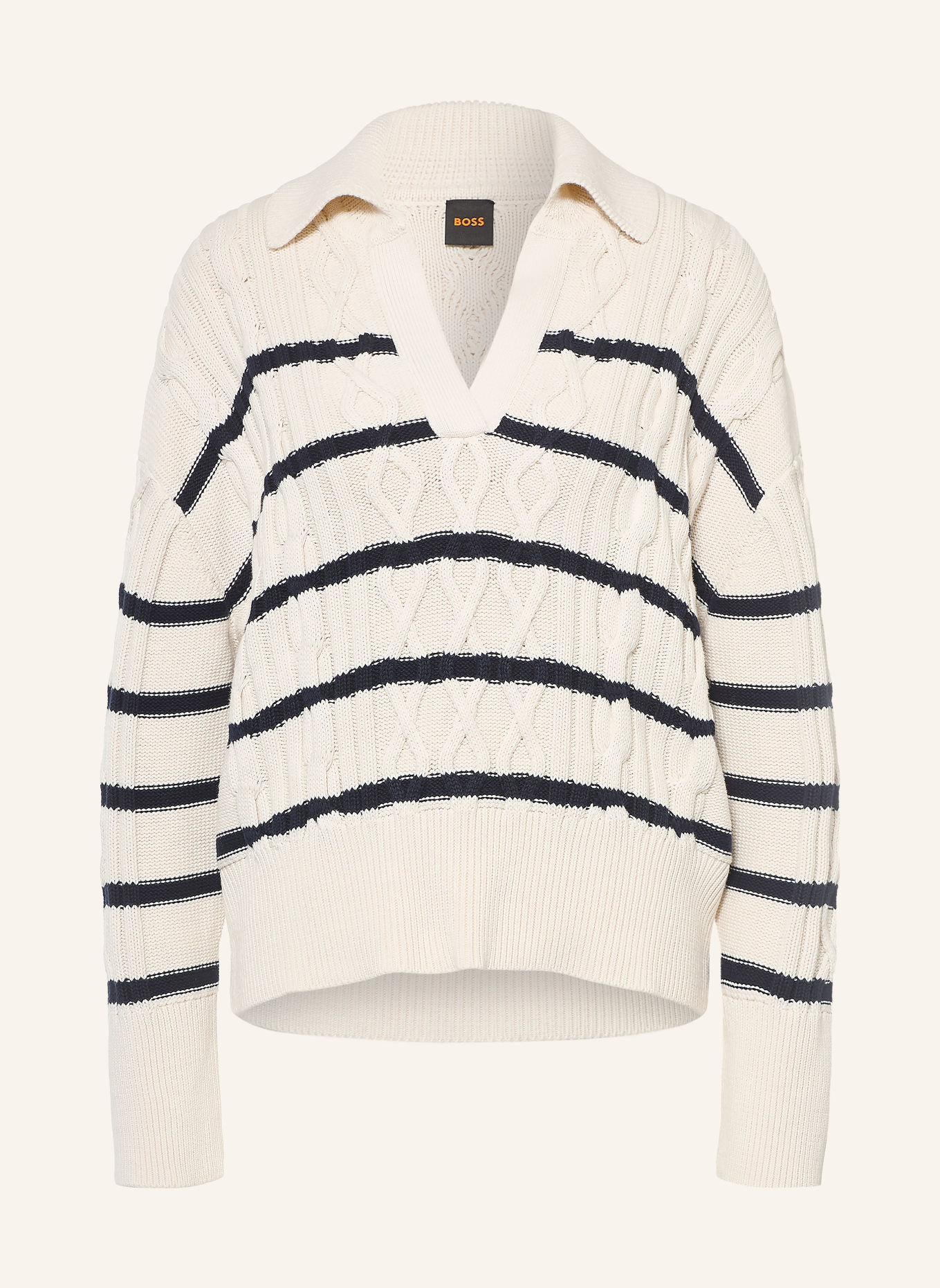 BOSS FABORIA Sweater: CREAM / DARK BLUE