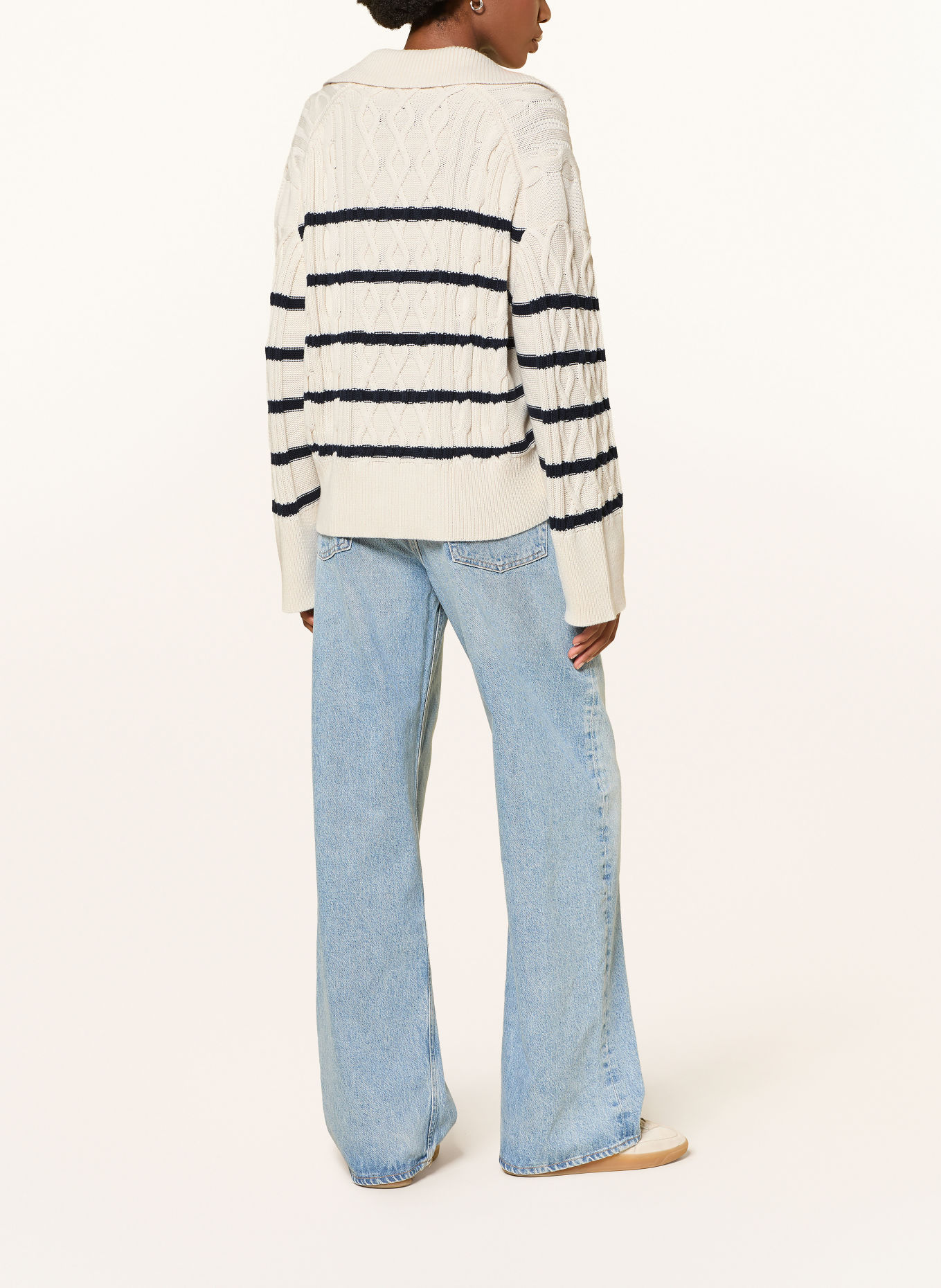 BOSS FABORIA Sweater: CREAM / DARK BLUE
