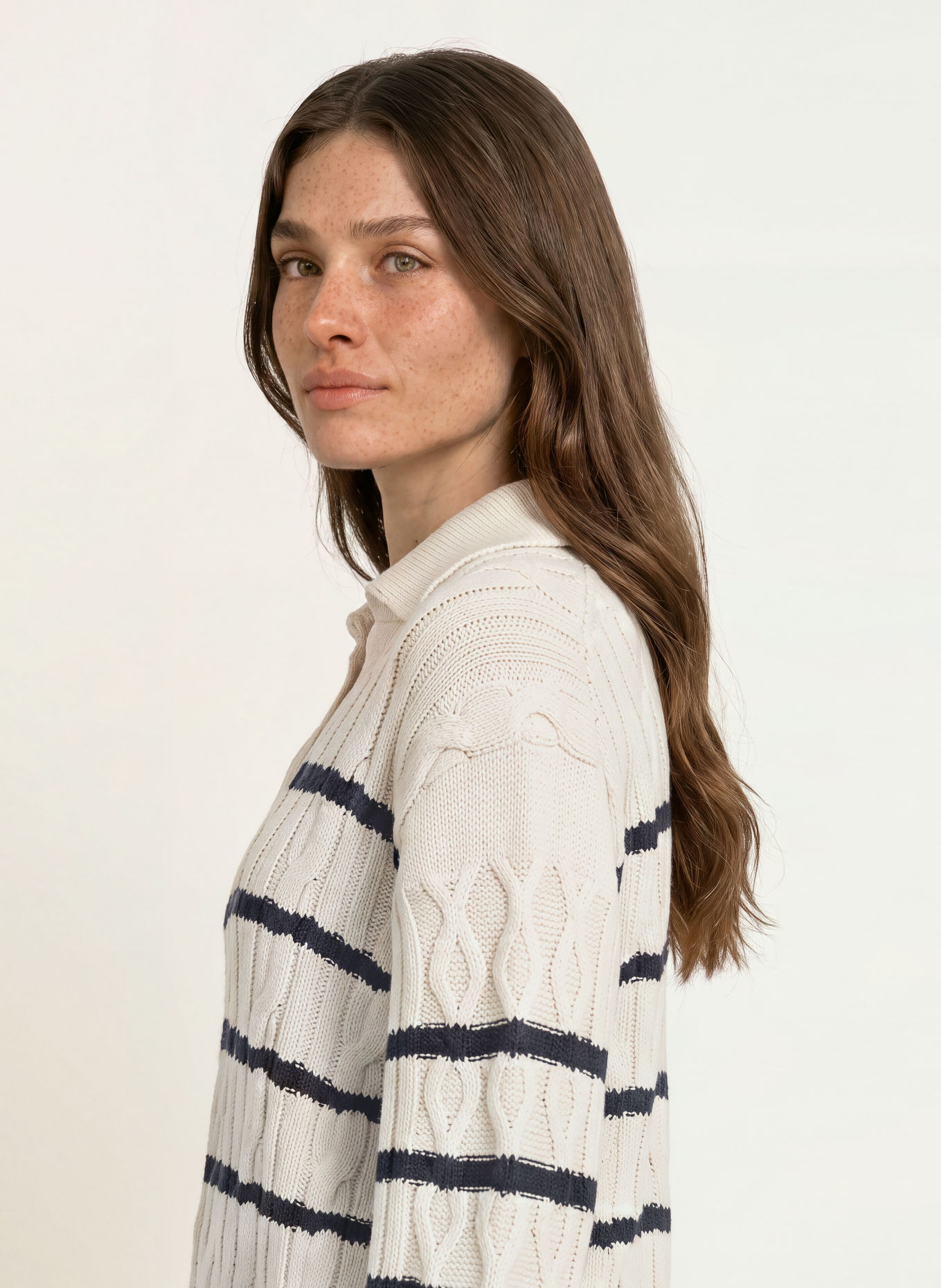 BOSS FABORIA Sweater: CREAM / DARK BLUE