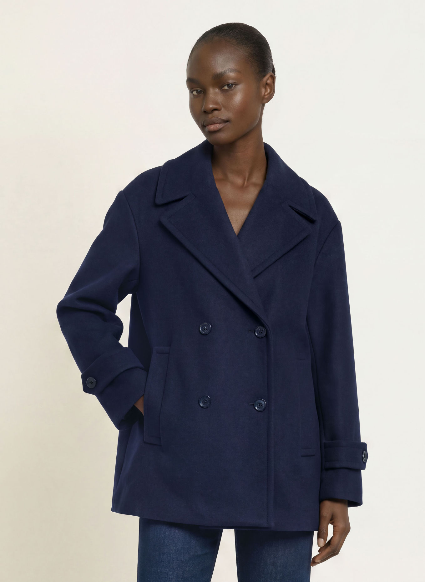 BOSS Pea coat CISABENA: DARK BLUE