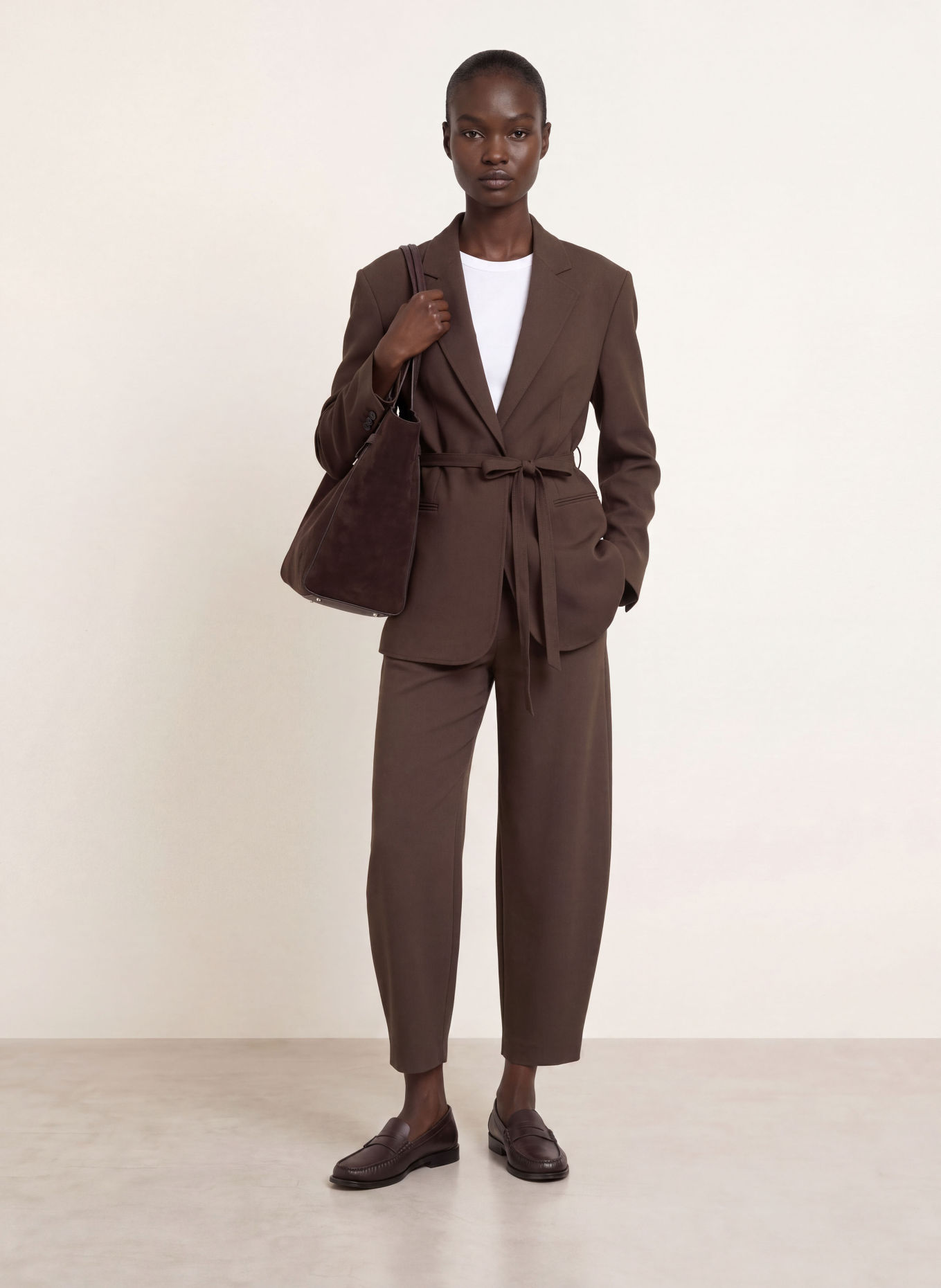 BOSS 7/8 broek TALARA: MARRON FONCÉ