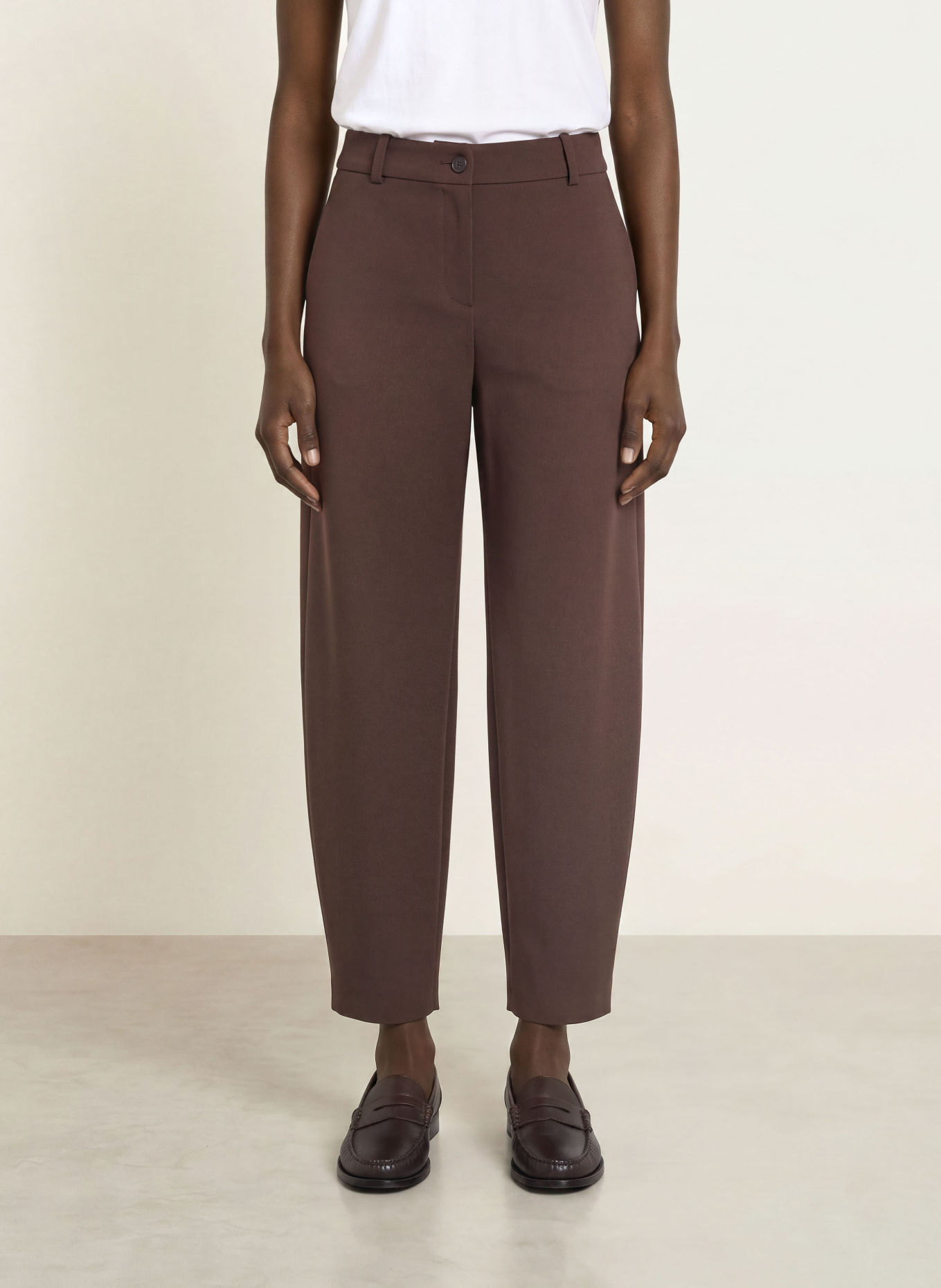 BOSS 7/8 broek TALARA: MARRON FONCÉ