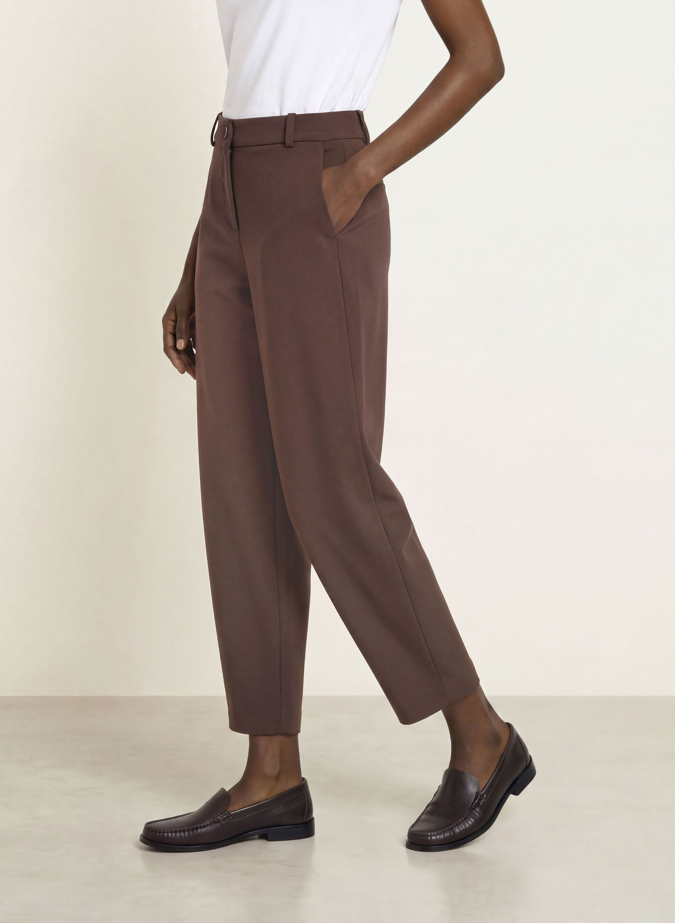 BOSS 7/8 broek TALARA: MARRON FONCÉ