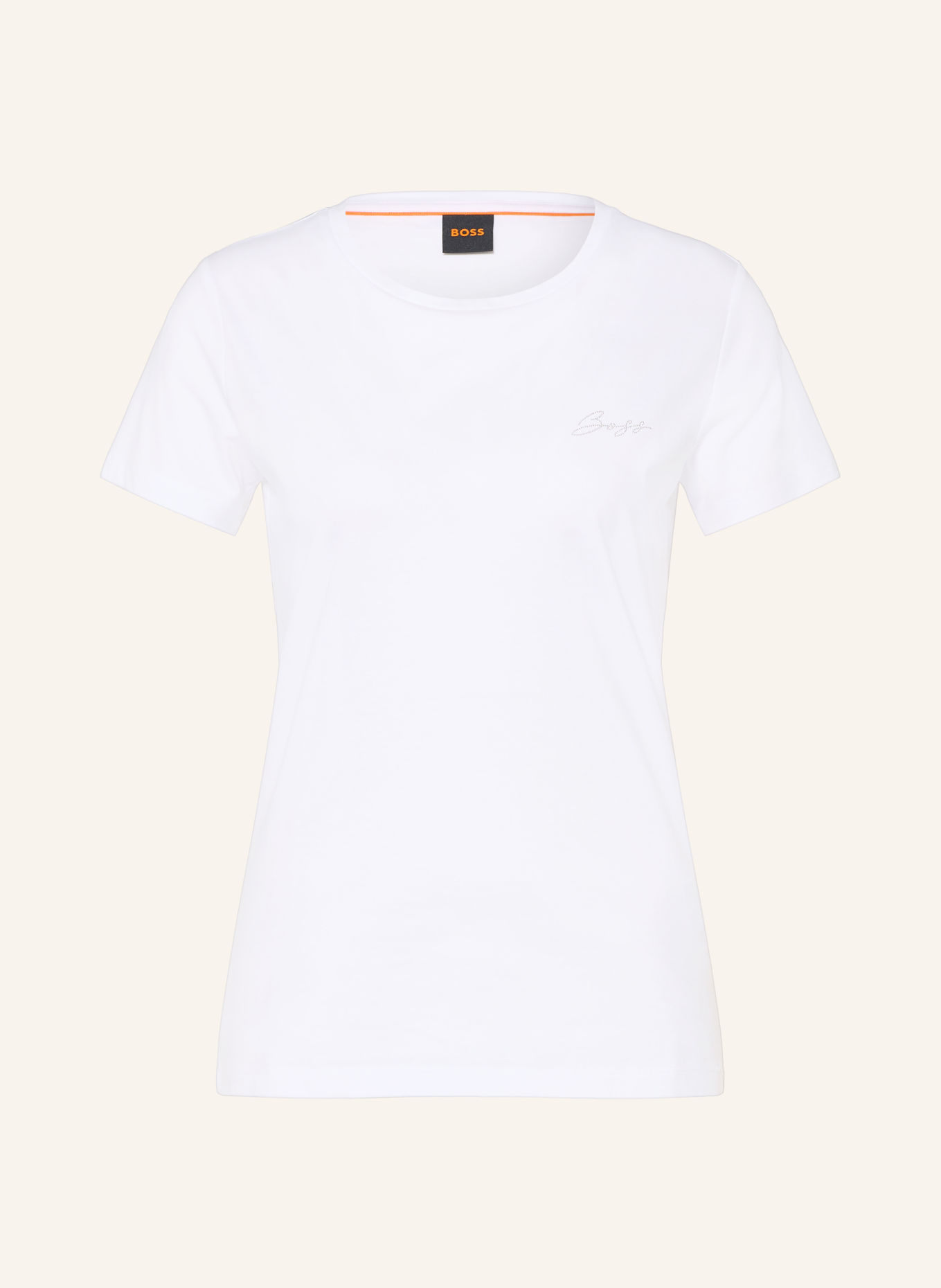 BOSS T-Shirt ELOVE mit Schmucksteinen: WEISS