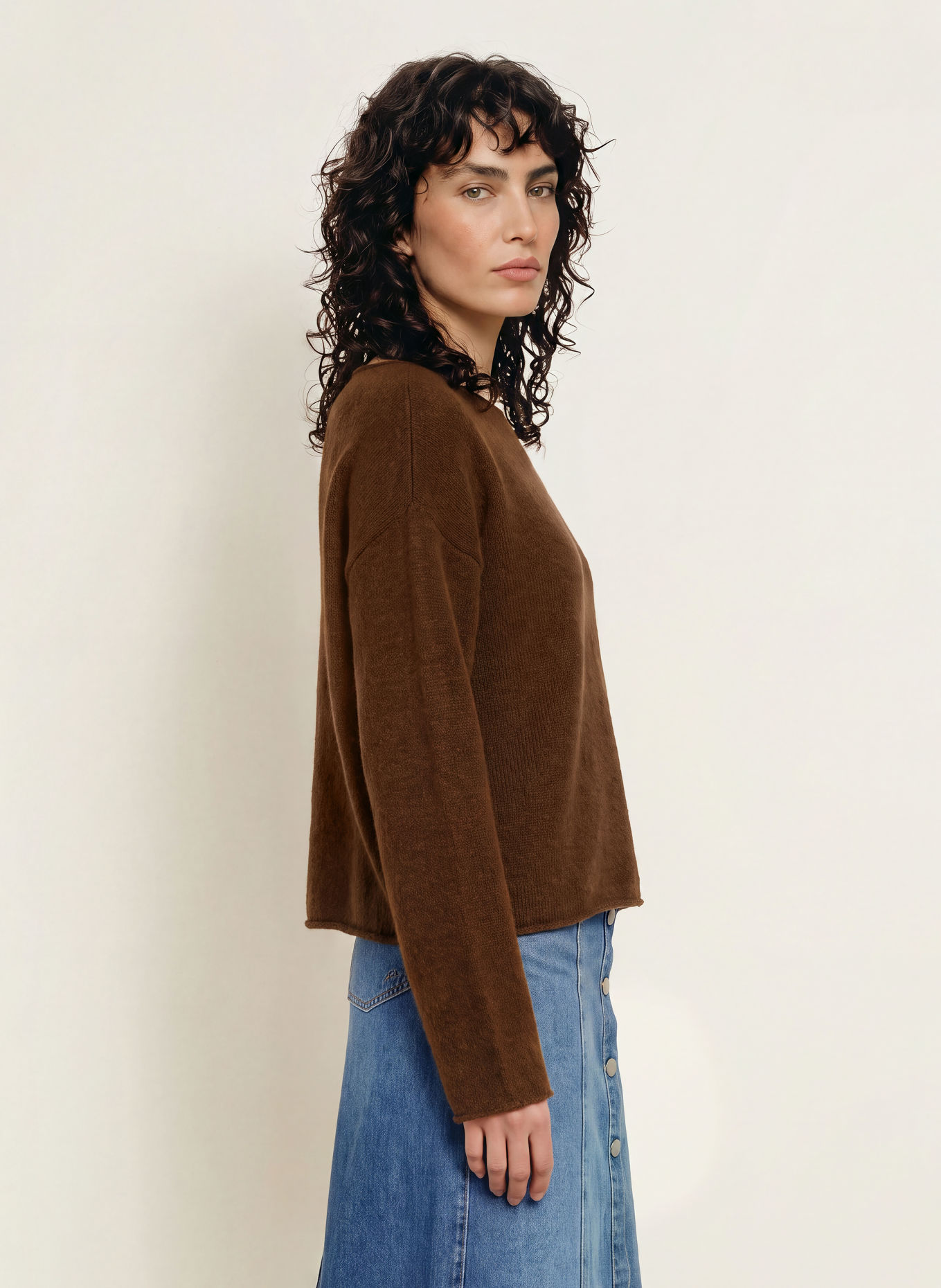 BOSS Trui FOLLETINO met alpaca: MARRON FONCÉ