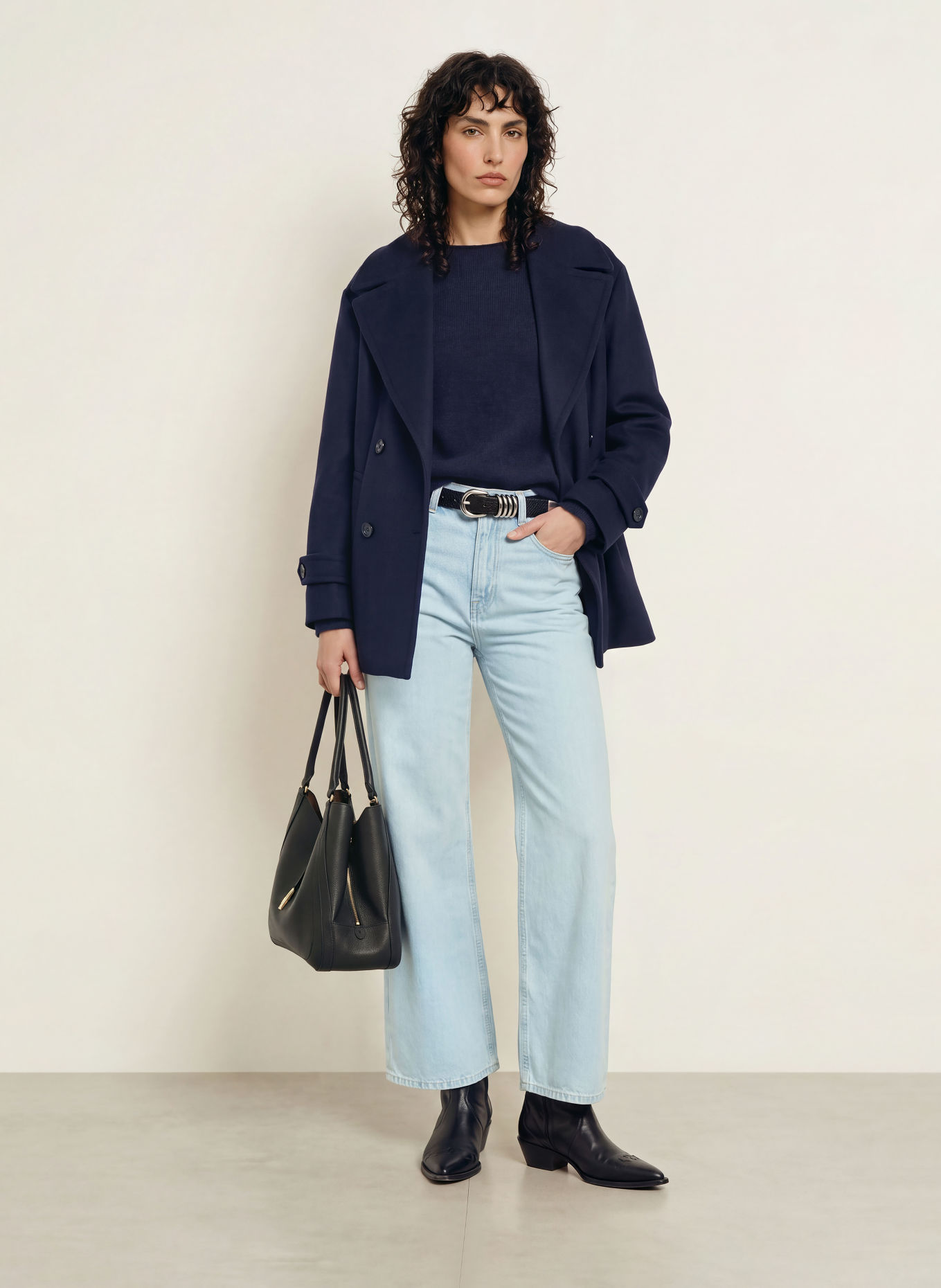 BOSS Trui FOLLETINO met alpaca: DONKERBLAUW