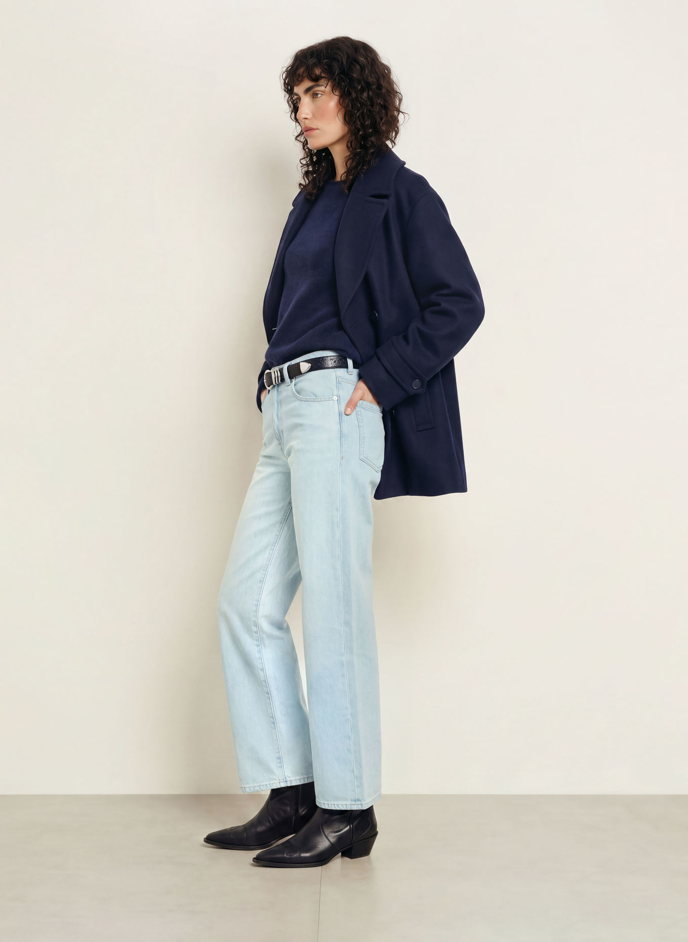 BOSS Trui FOLLETINO met alpaca: DONKERBLAUW