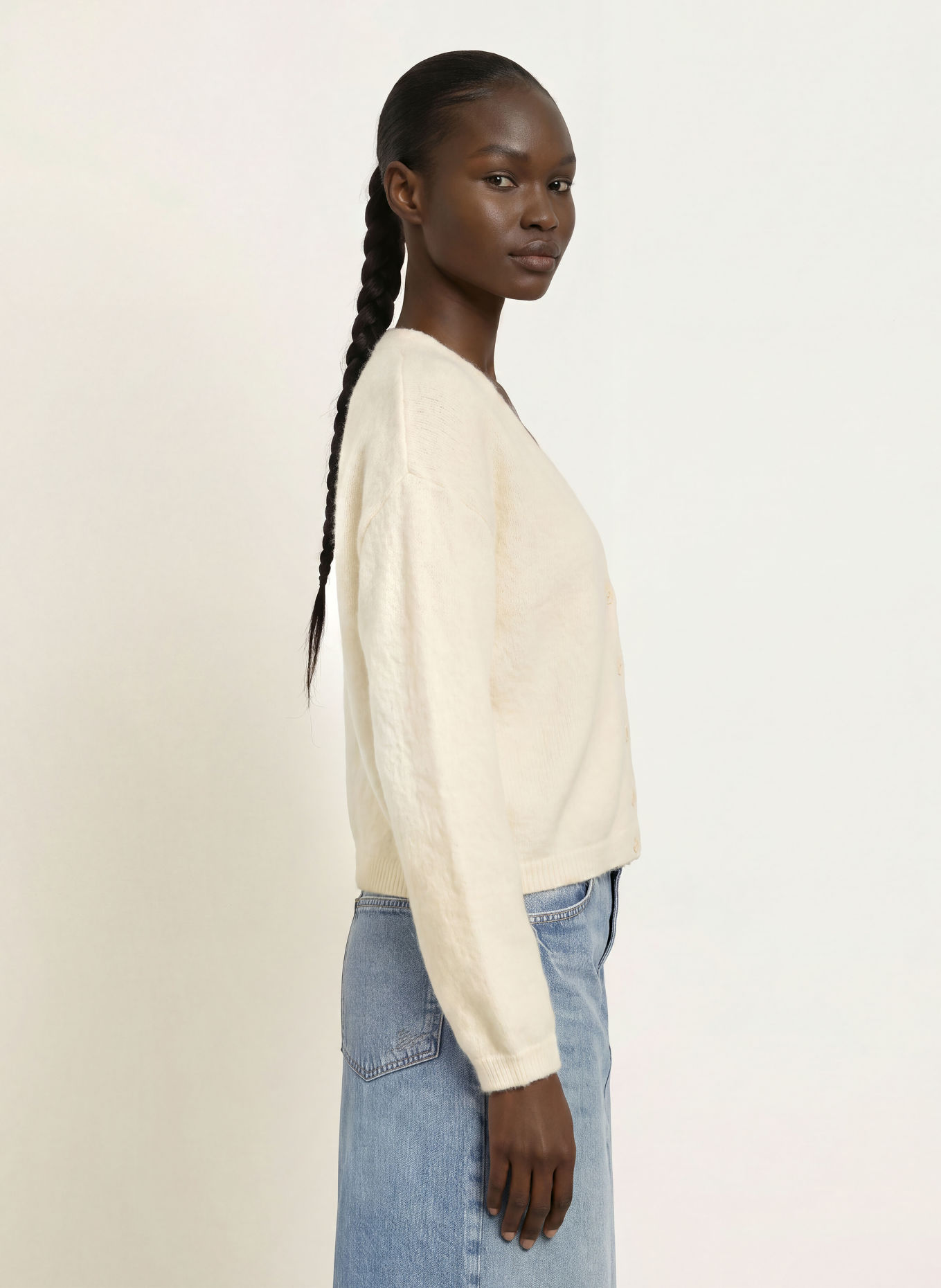 BOSS Strickjacke FARANO mit Alpaka: ECRU