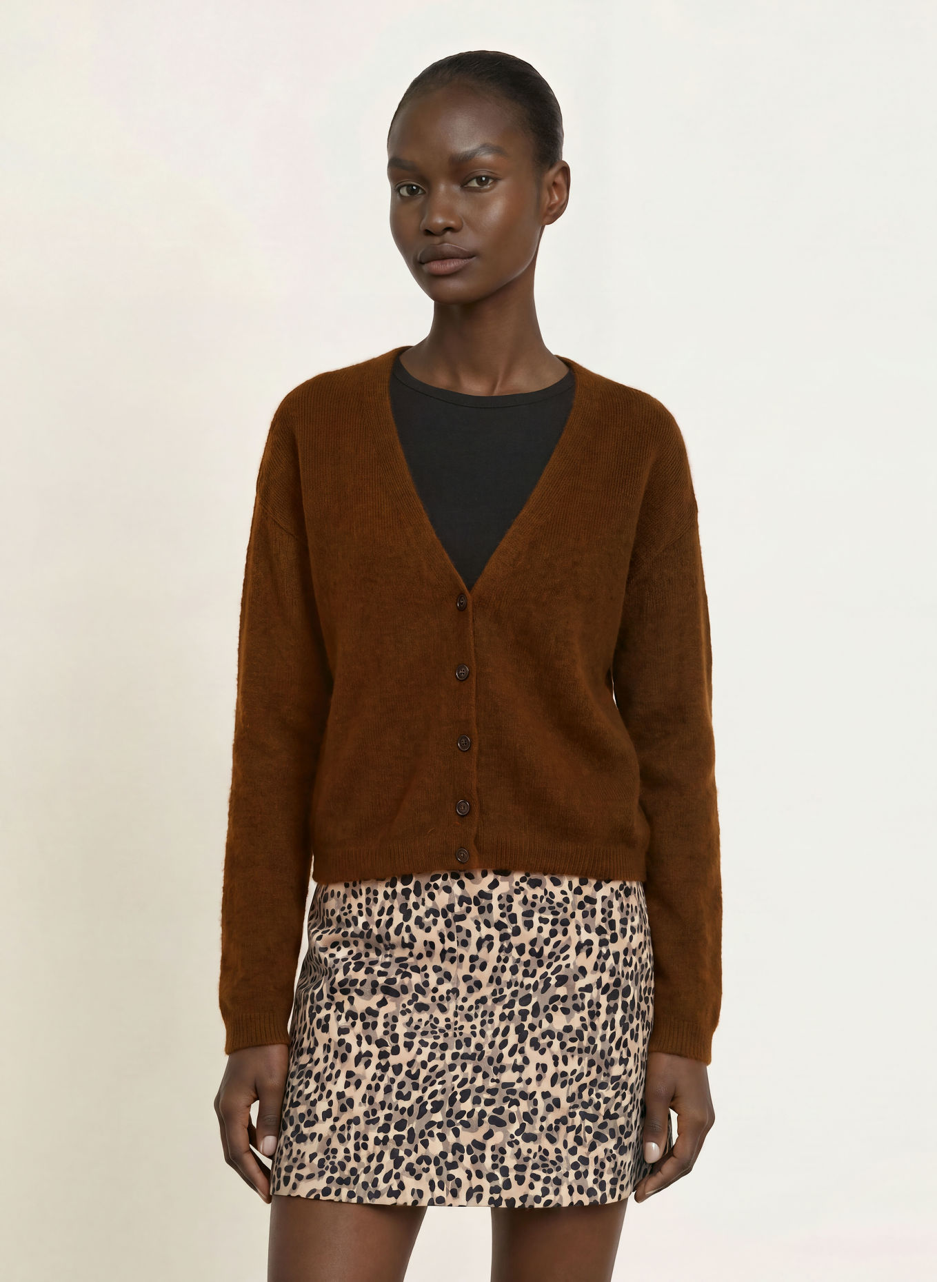 BOSS Vest FARANO met alpaca: MARRON FONCÉ
