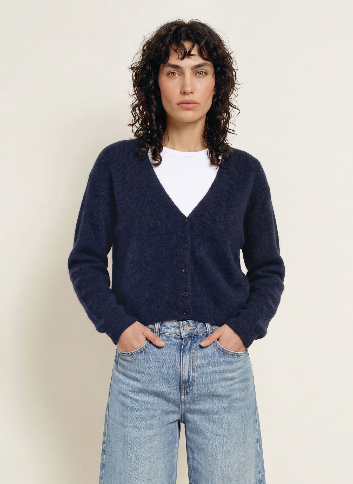 BOSS Vest FARANO met alpaca: DONKERBLAUW