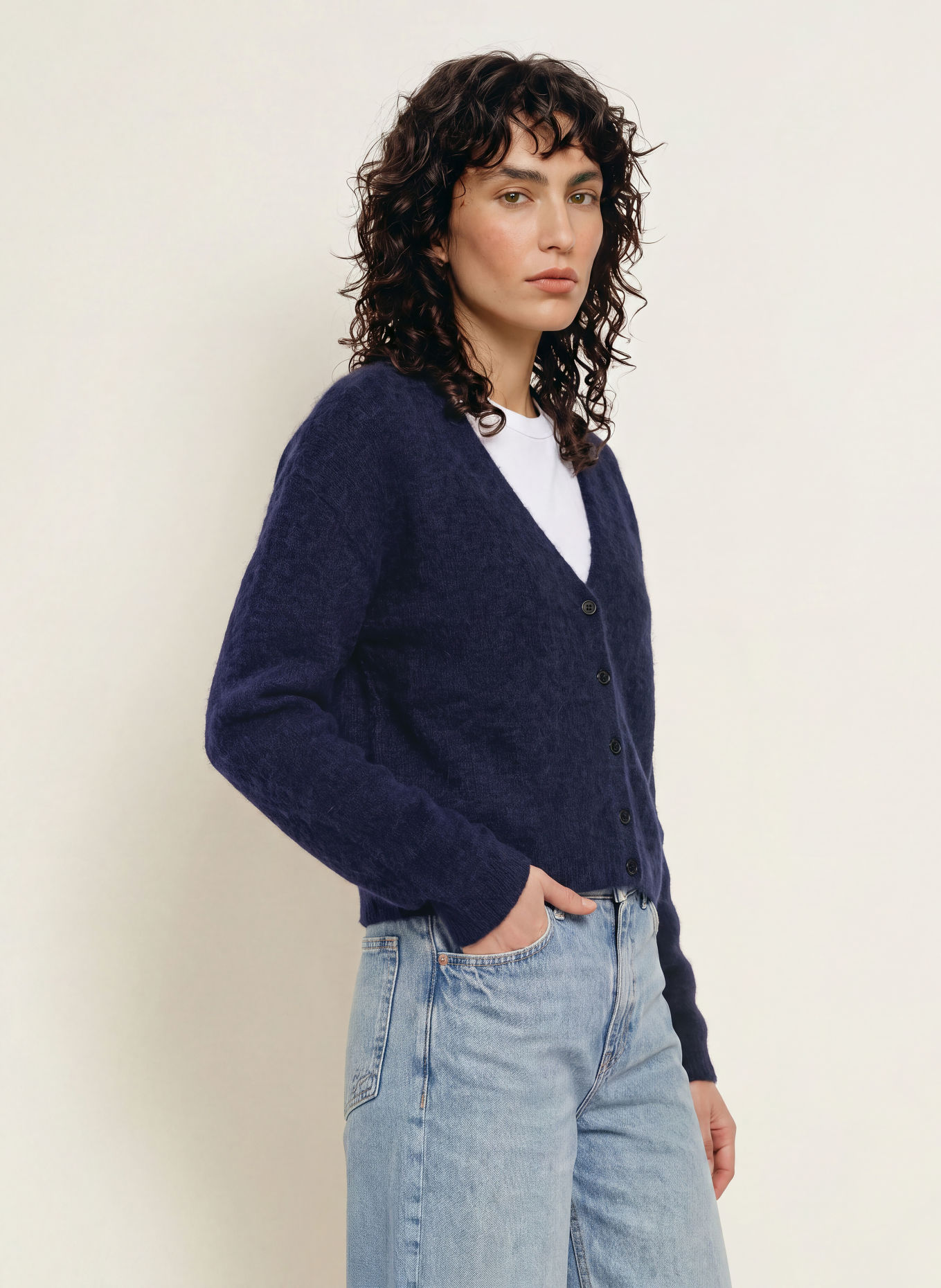 BOSS Vest FARANO met alpaca: DONKERBLAUW
