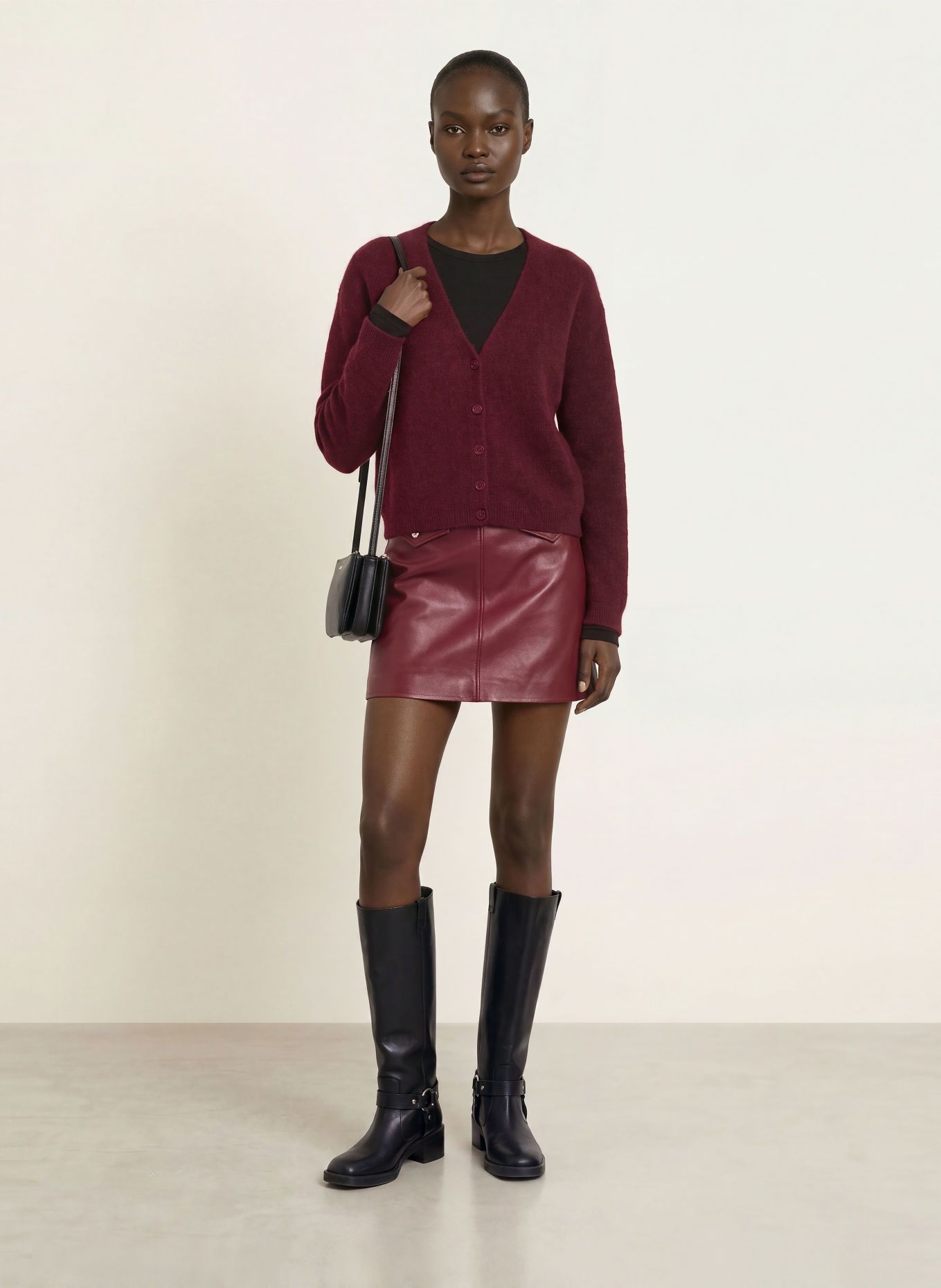 BOSS Vest FARANO met alpaca: DONKERROOD