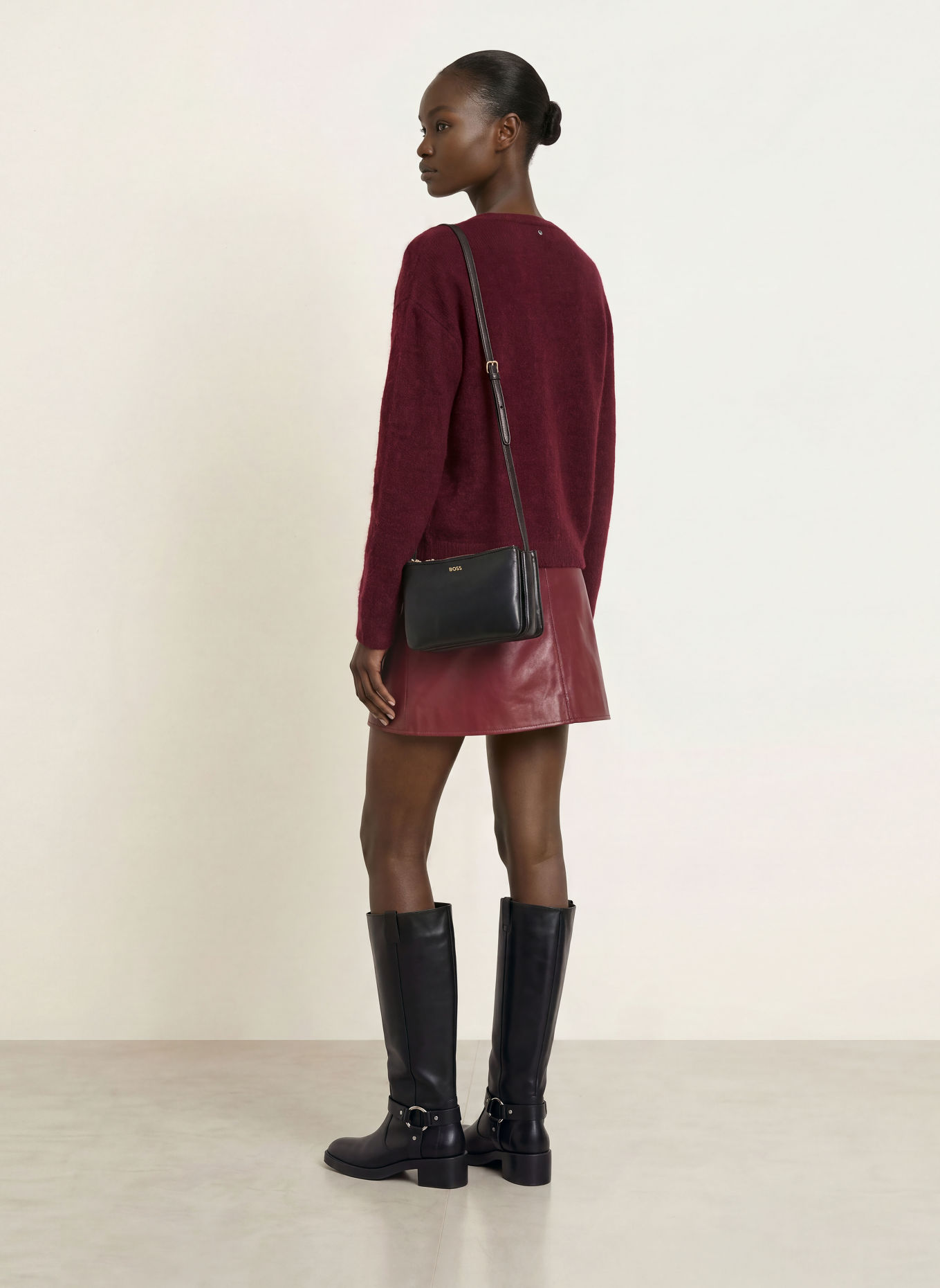 BOSS Vest FARANO met alpaca: DONKERROOD