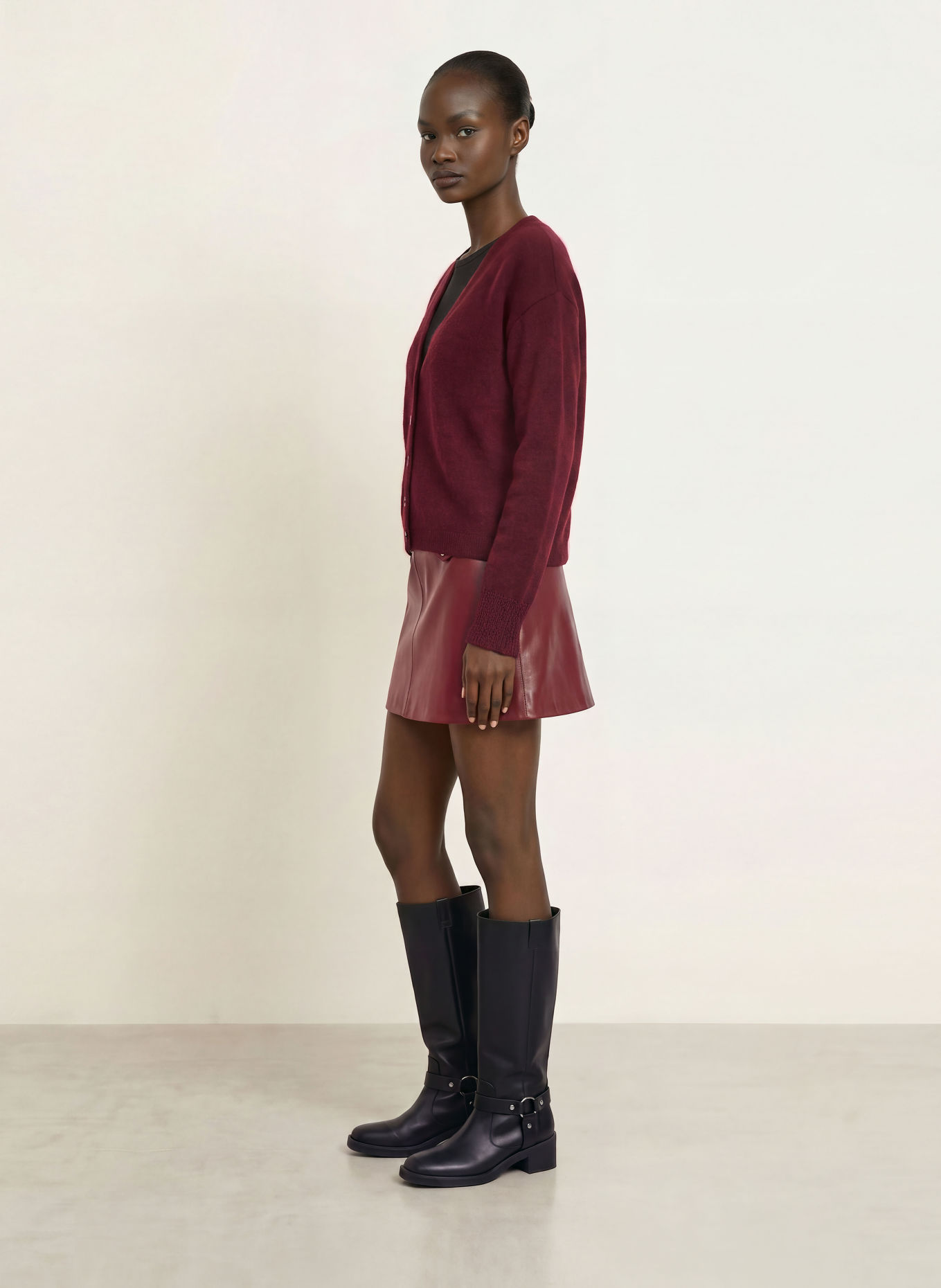 BOSS Vest FARANO met alpaca: DONKERROOD