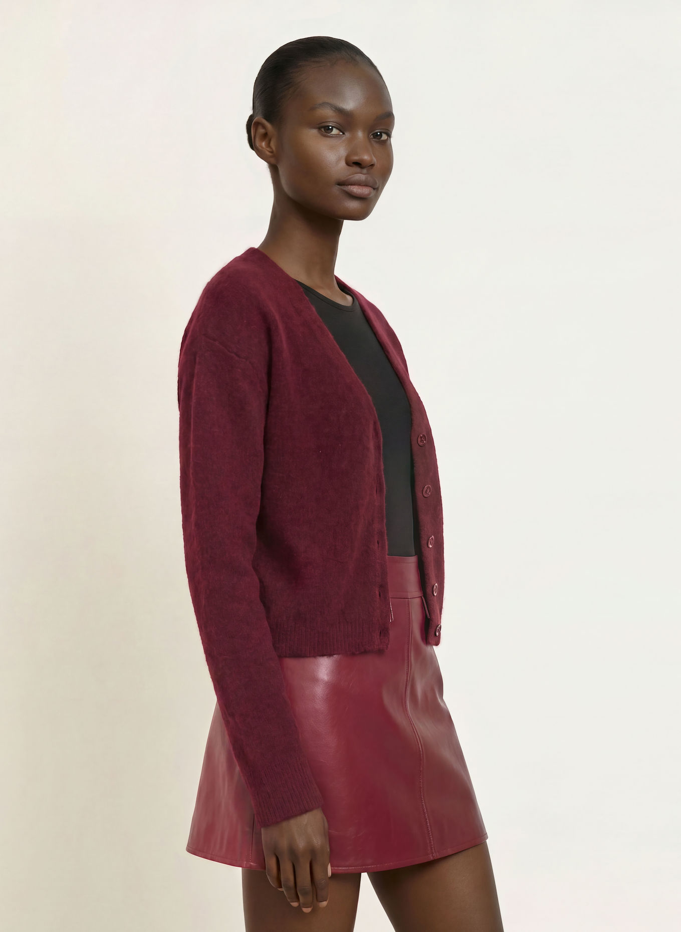 BOSS Vest FARANO met alpaca: DONKERROOD