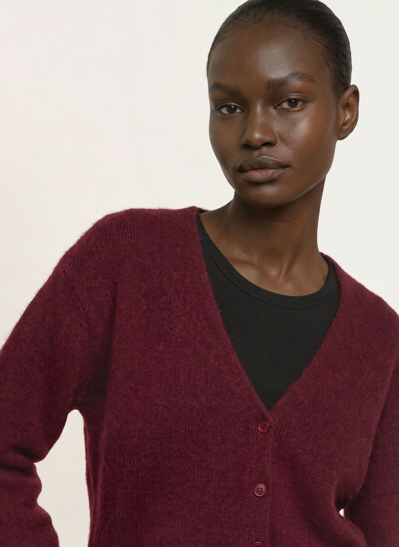 BOSS Vest FARANO met alpaca: DONKERROOD