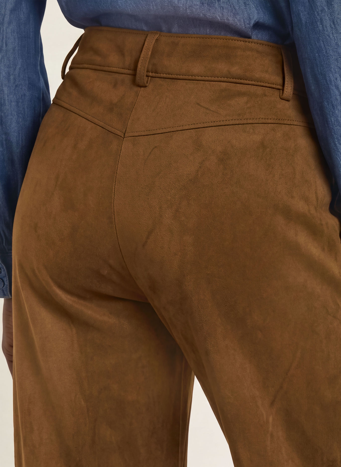 BOSS TAKORA leather-look wide-leg trousers: BROWN