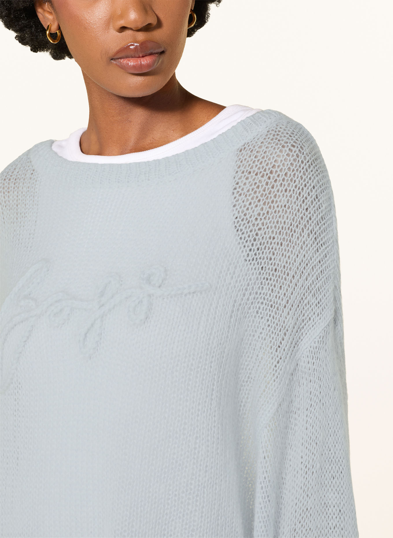 BOSS Pullover FARAZENA mit Mohair: HELLGRAU