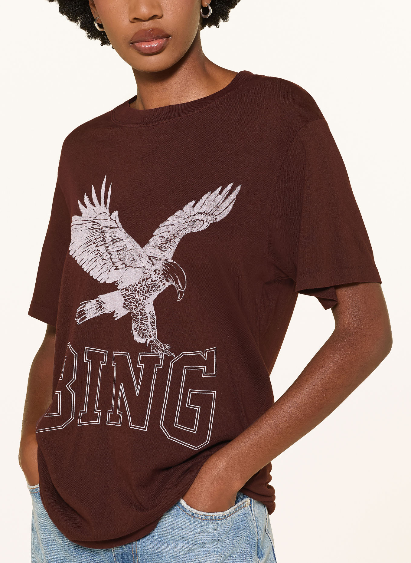 ANINE BING T-shirt BILI: MÖRKBRUN / VIT