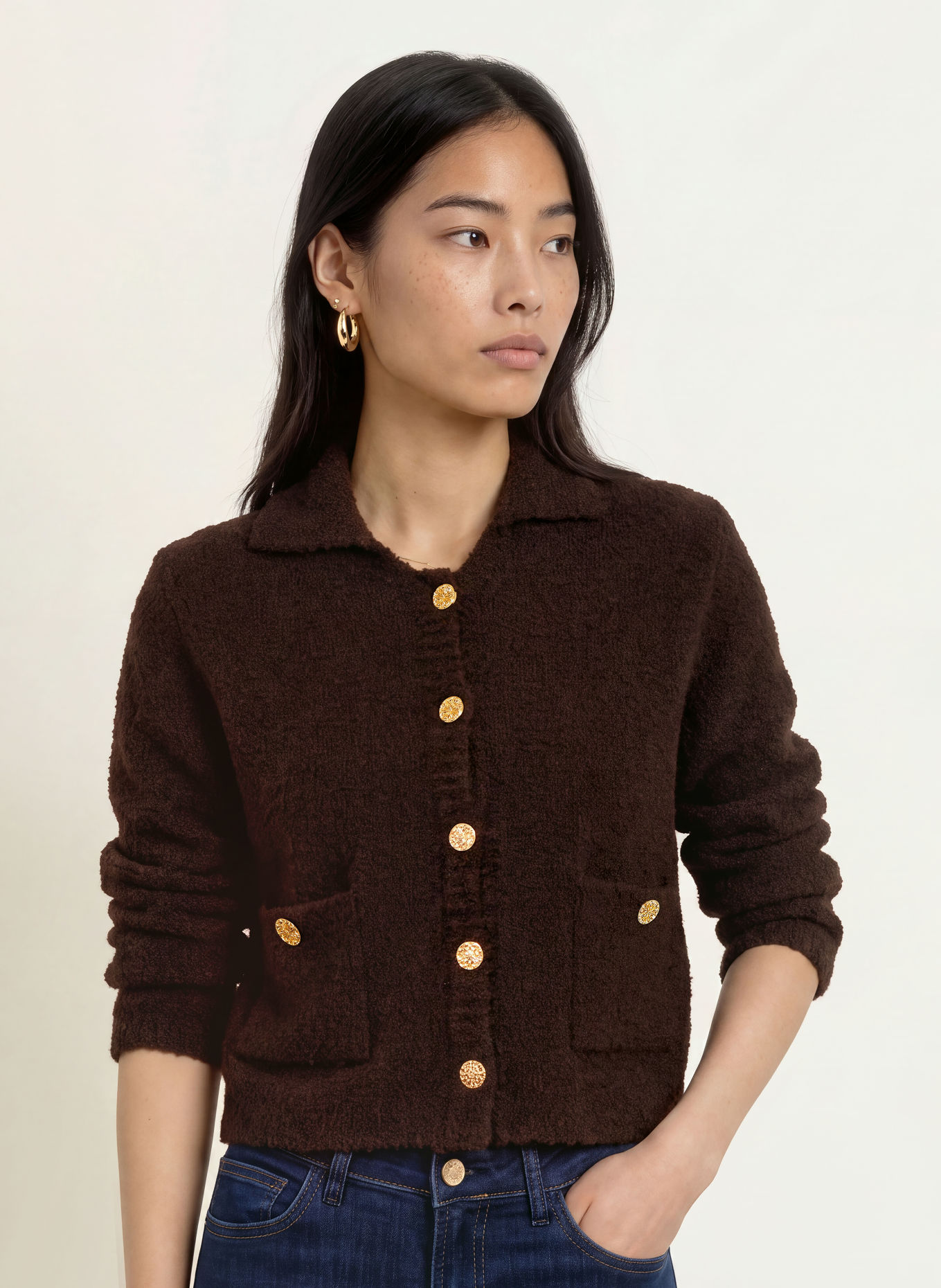 Rich & Royal Strickjacke: DUNKELBRAUN