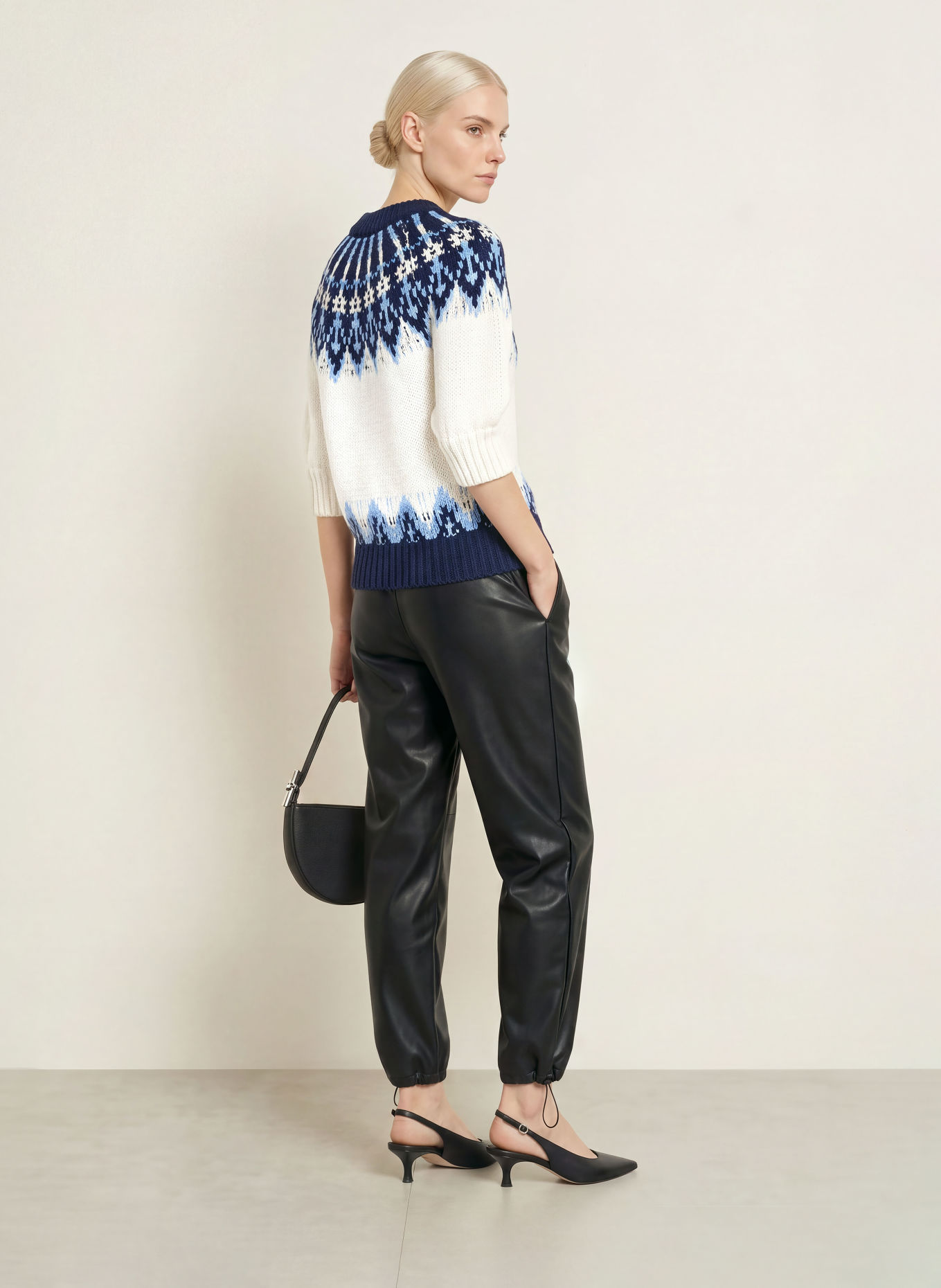 Rich & Royal Sweater with 3/4-length sleeves: DARK BLUE / LIGHT BLUE / WHITE
