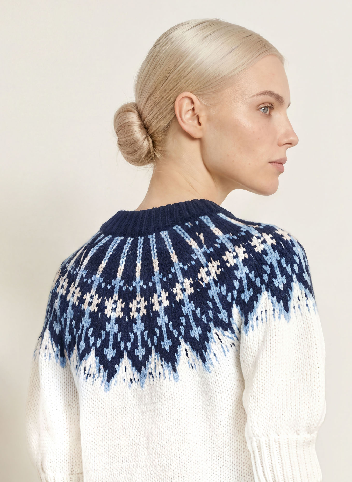 Rich & Royal Sweater with 3/4-length sleeves: DARK BLUE / LIGHT BLUE / WHITE