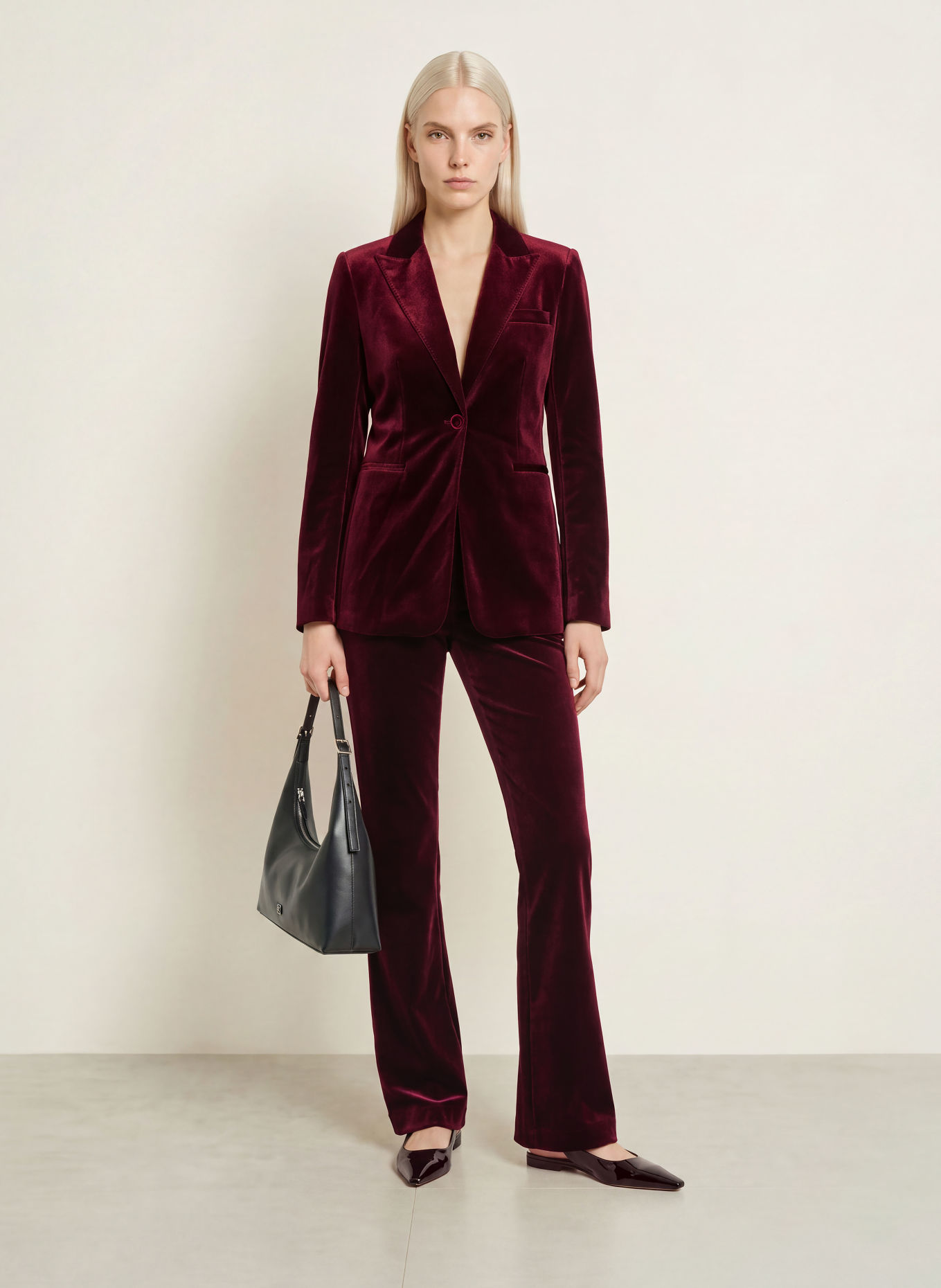 Rich & Royal Fluwelen blazer: DONKERROOD