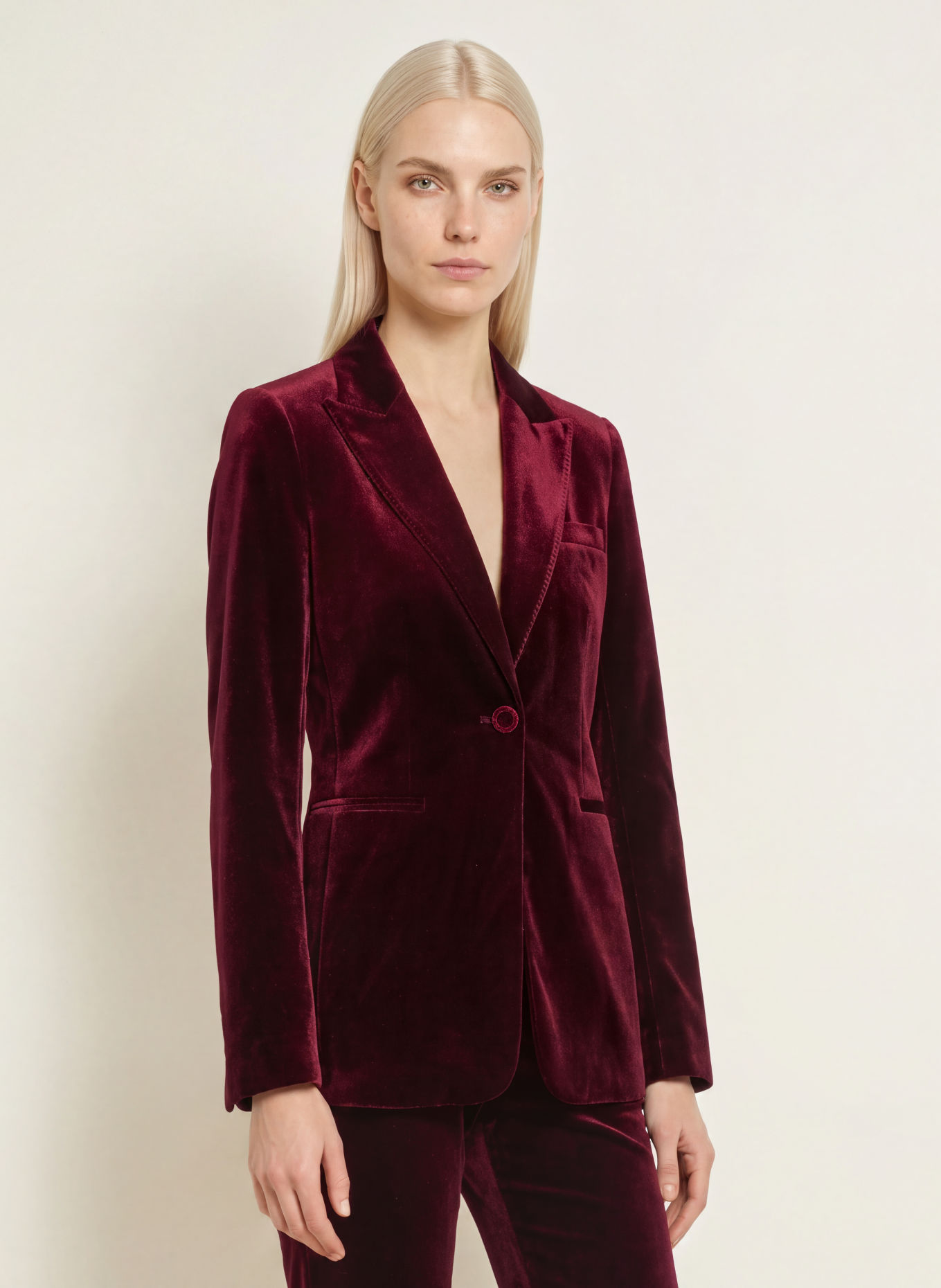 Rich & Royal Fluwelen blazer: DONKERROOD