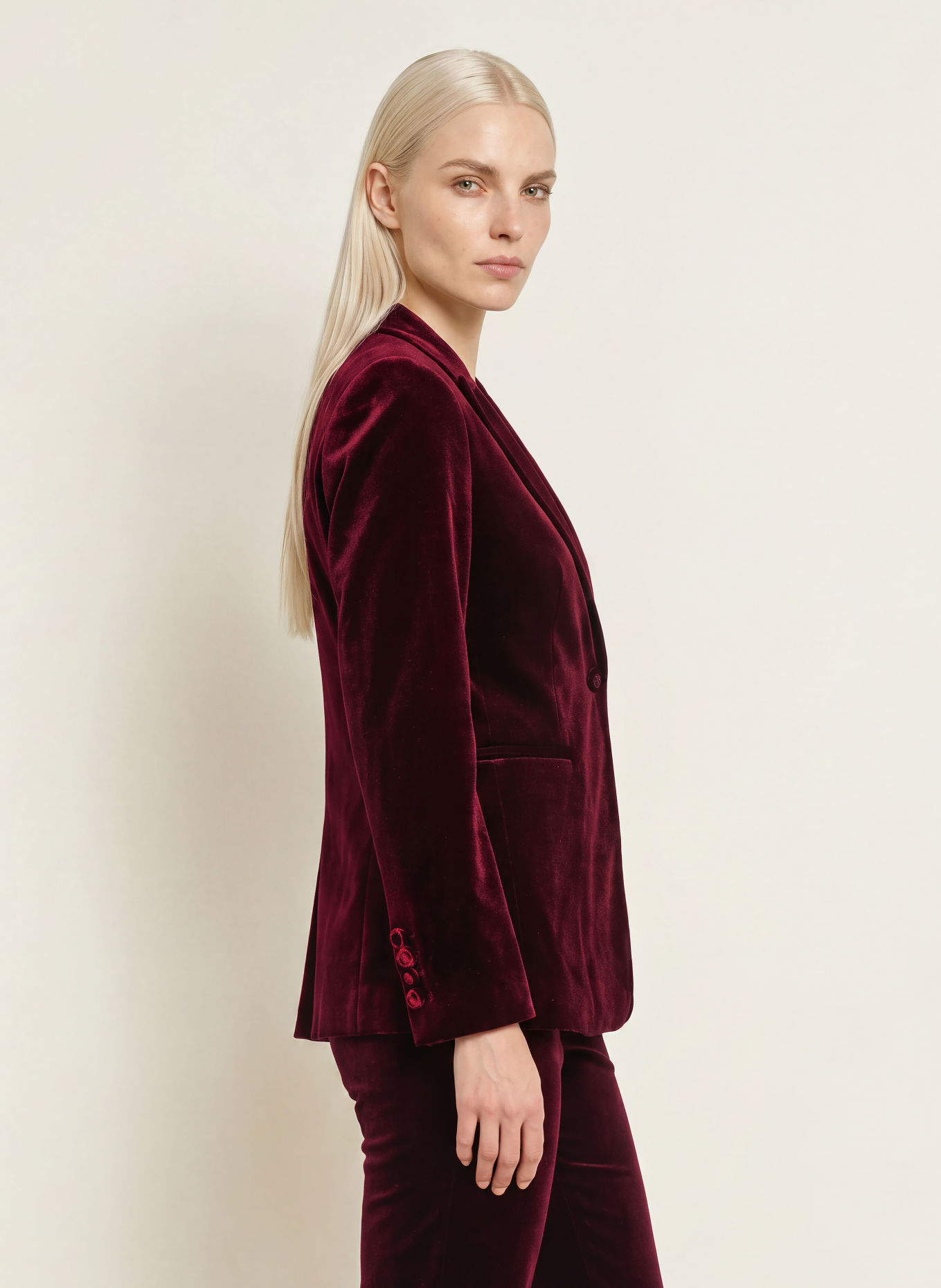 Rich & Royal Fluwelen blazer: DONKERROOD
