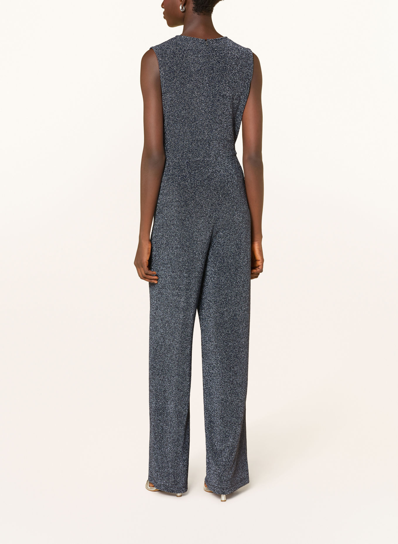Rich & Royal Jersey jumpsuit with glitter thread: DARK BLUE / SILVER