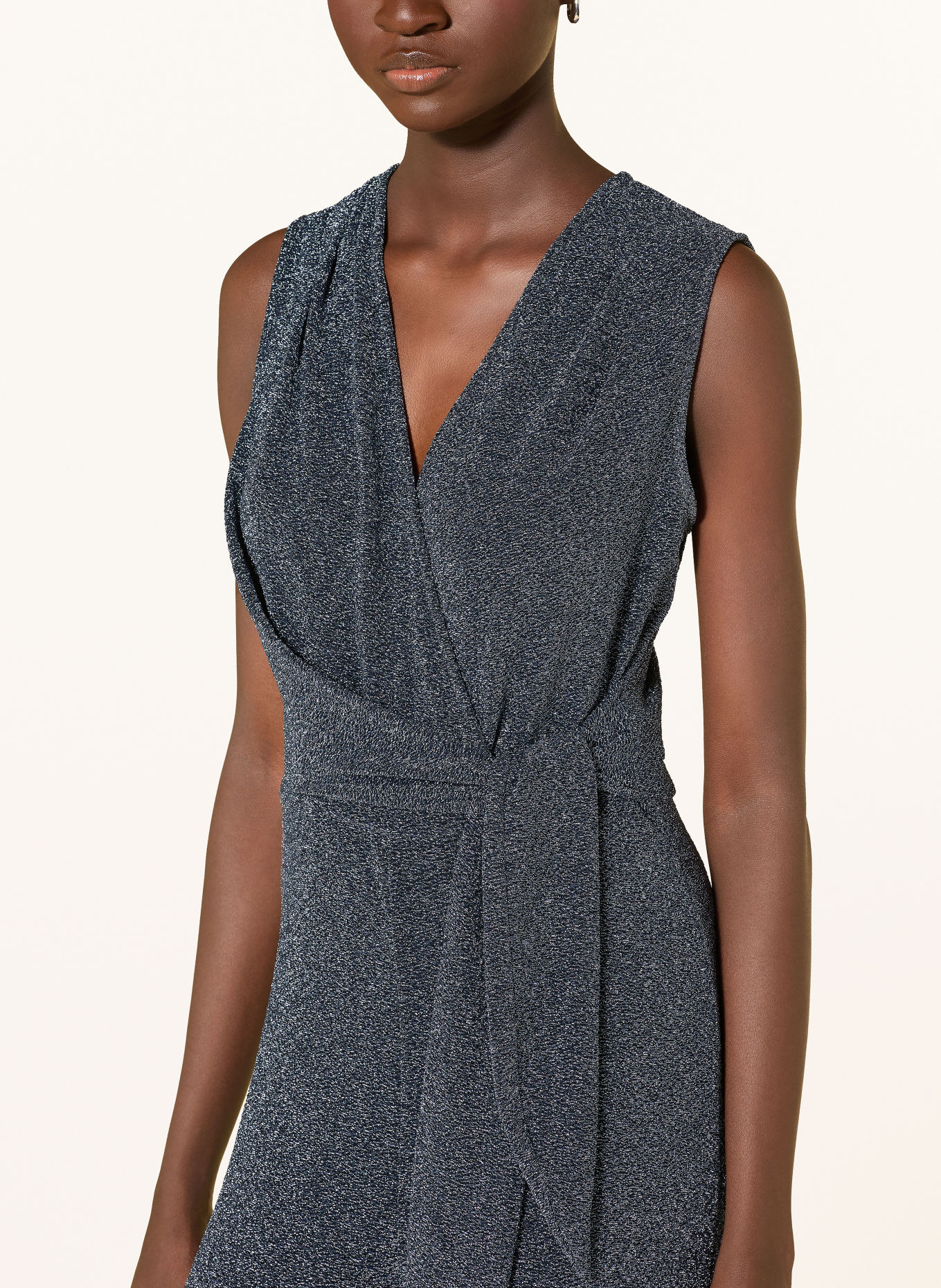 Rich & Royal Jersey jumpsuit with glitter thread: DARK BLUE / SILVER