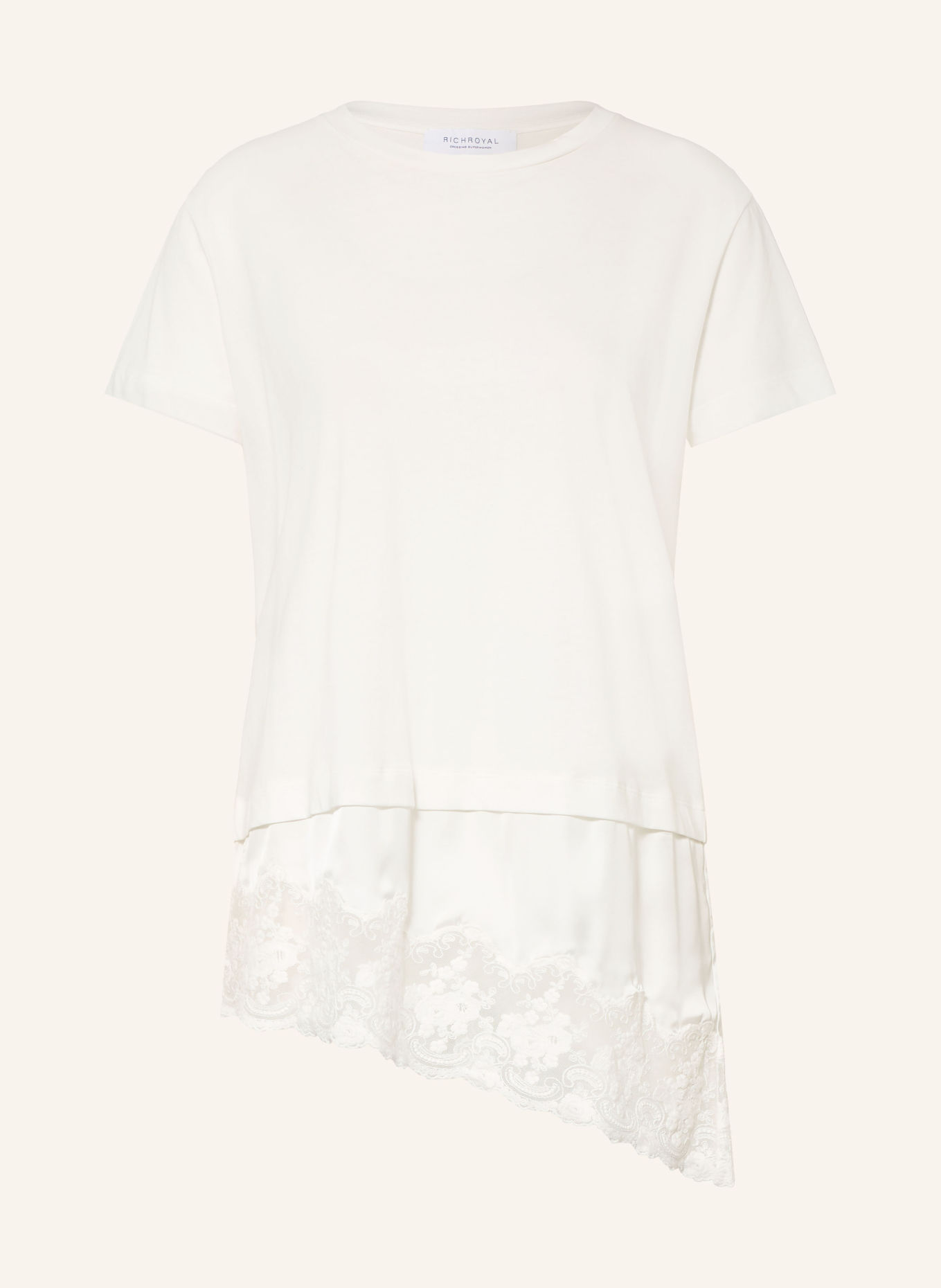 Rich & Royal T-Shirt im Materialmix: ECRU