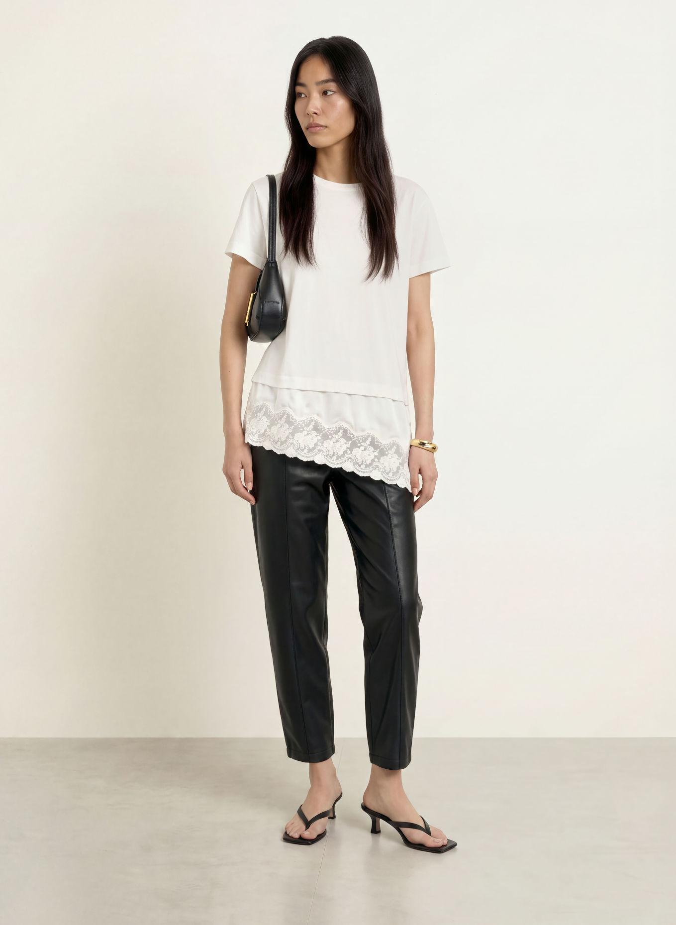Rich & Royal T-Shirt im Materialmix: ECRU