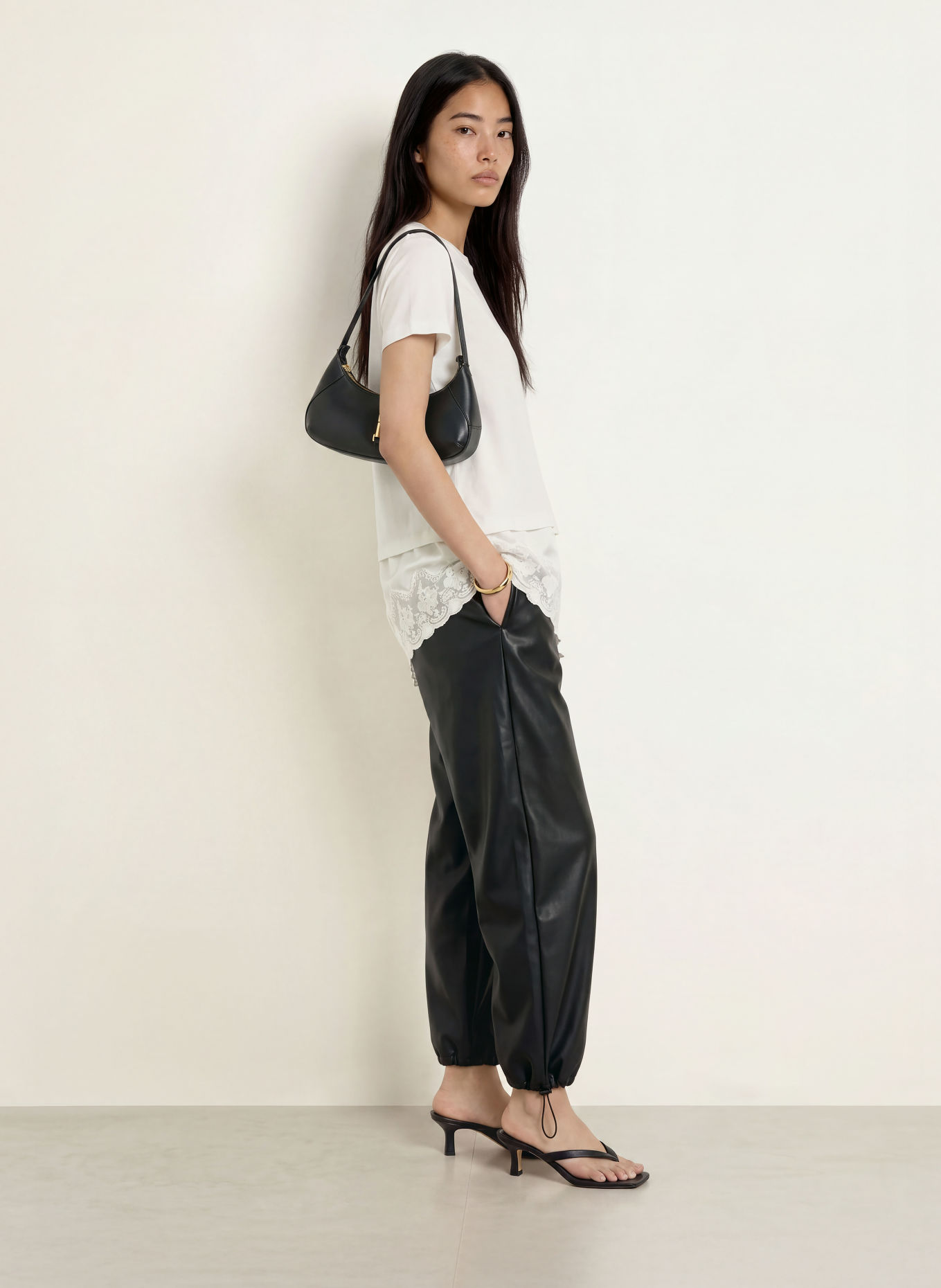 Rich & Royal T-Shirt im Materialmix: ECRU