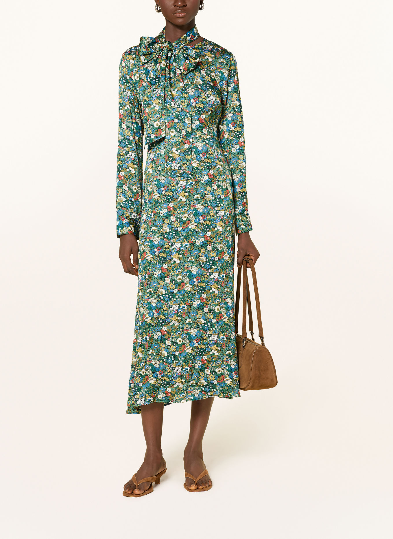 Rich & Royal Dress with a detachable bow: GREEN / BLUE / WHITE