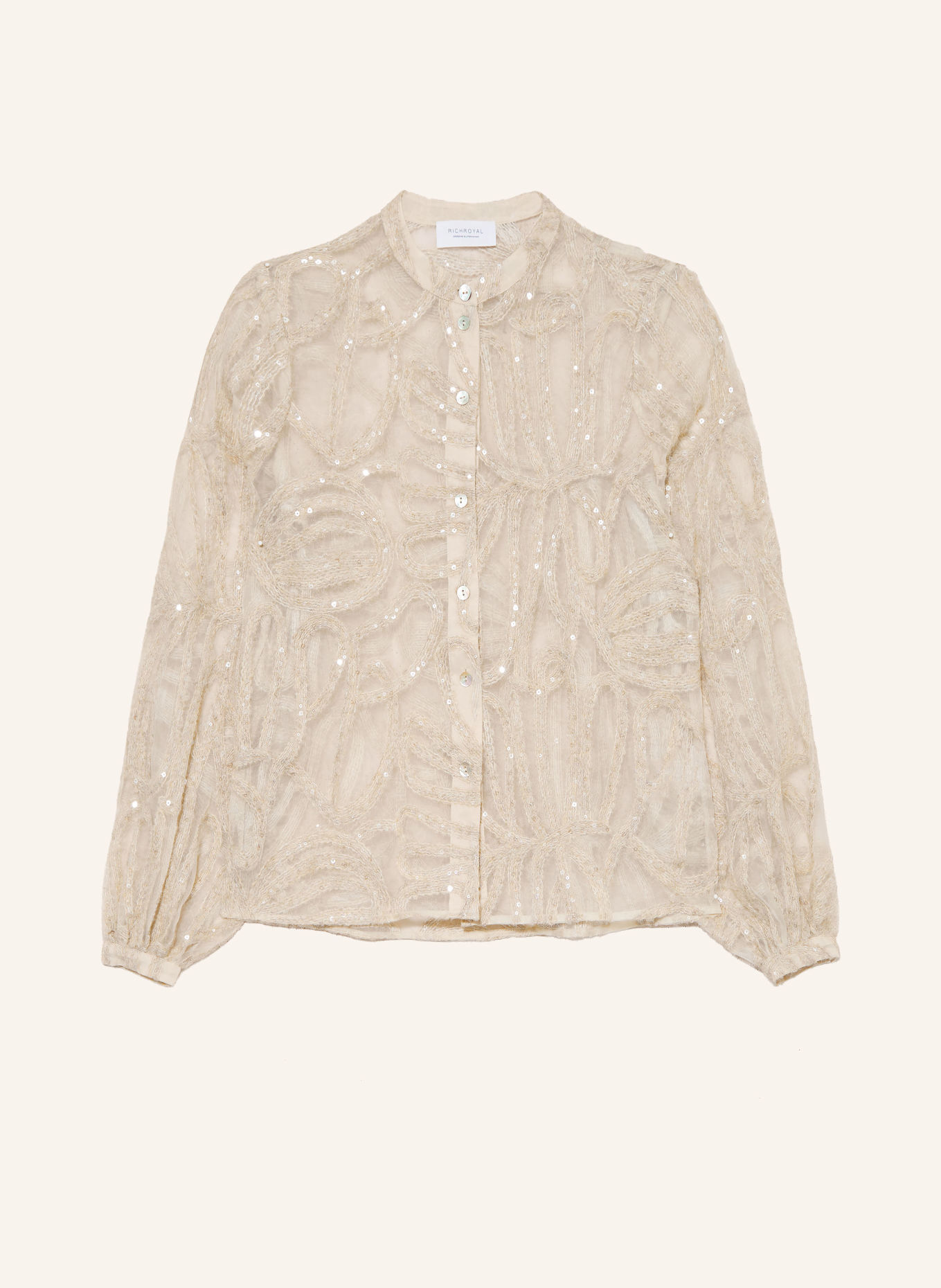 Rich & Royal Sequin Blouse: BEIGE