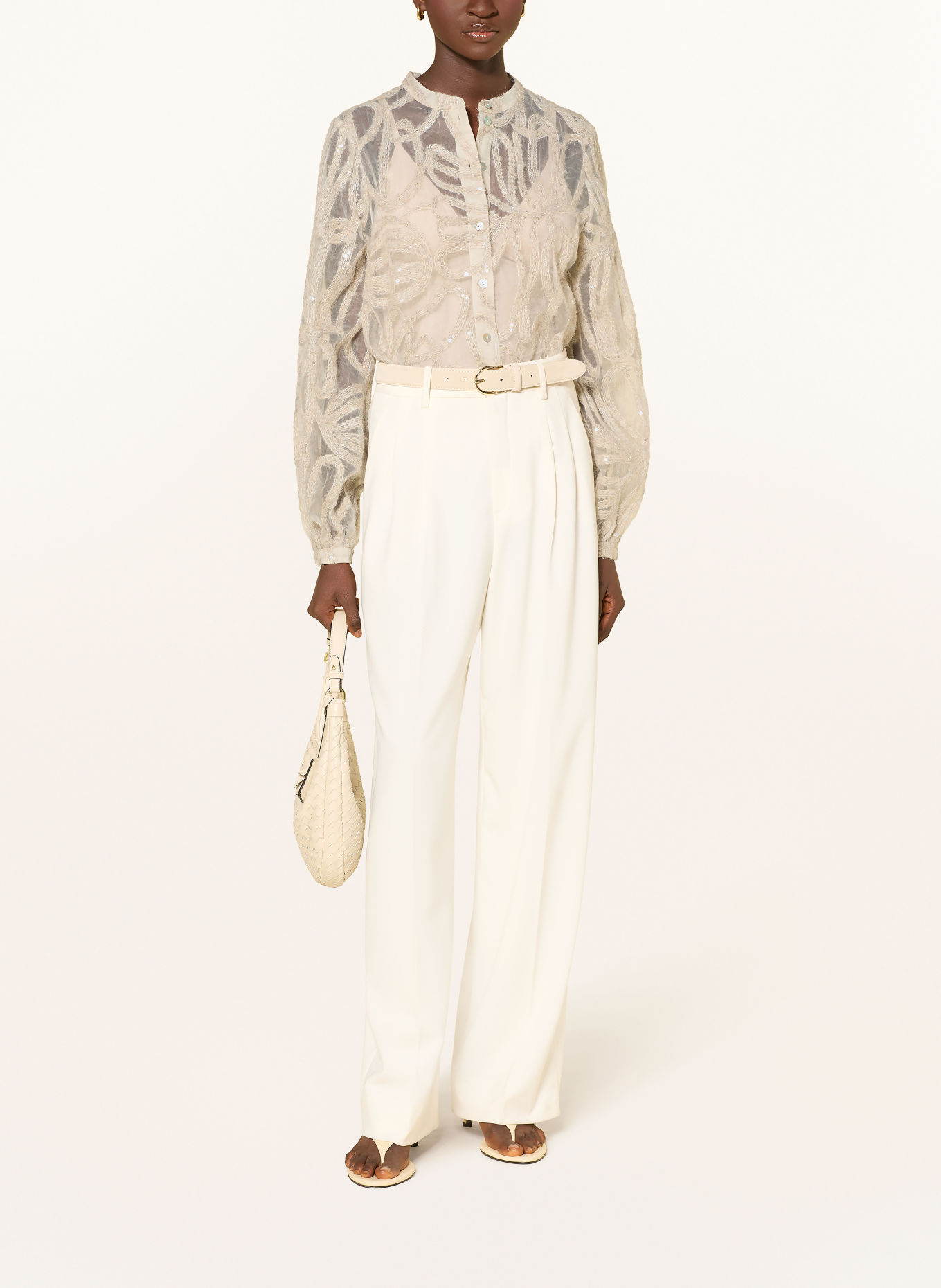 Rich & Royal Sequin Blouse: BEIGE