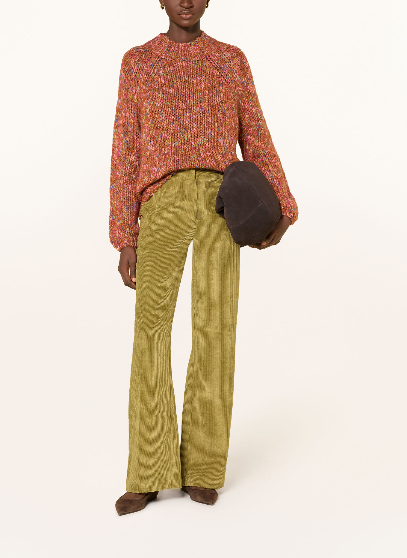 Rich & Royal Corduroy wide-leg trousers: LIGHT GREEN