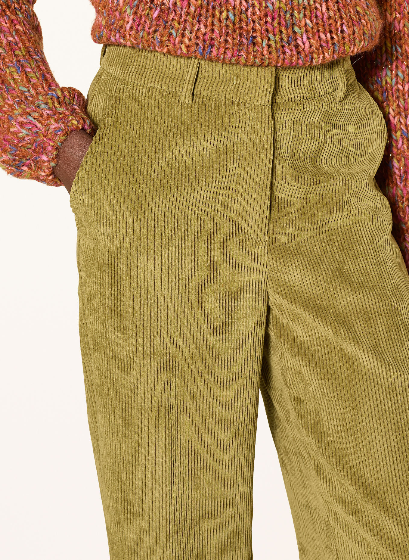 Rich & Royal Corduroy wide-leg trousers: LIGHT GREEN