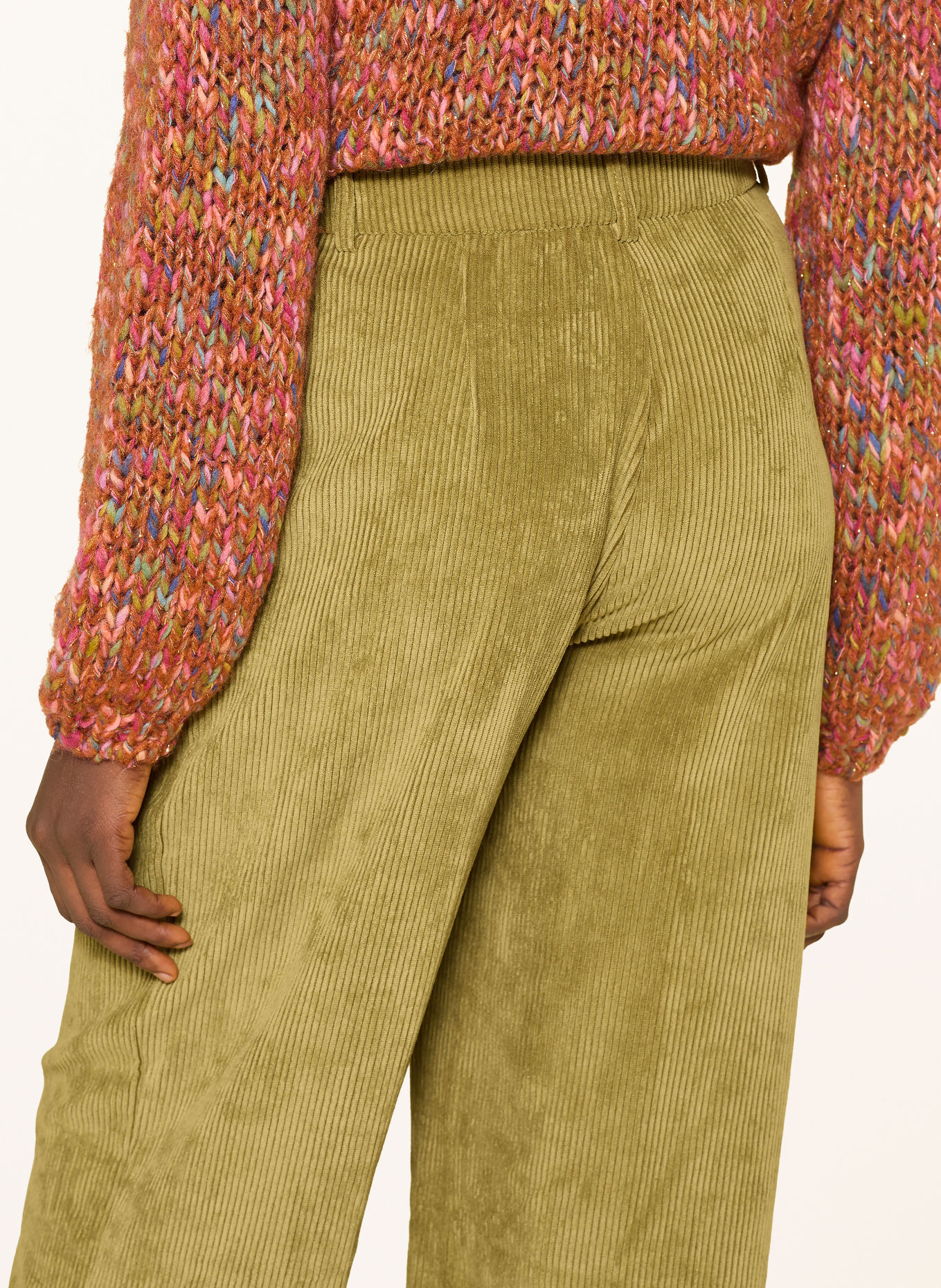 Rich & Royal Corduroy wide-leg trousers: LIGHT GREEN