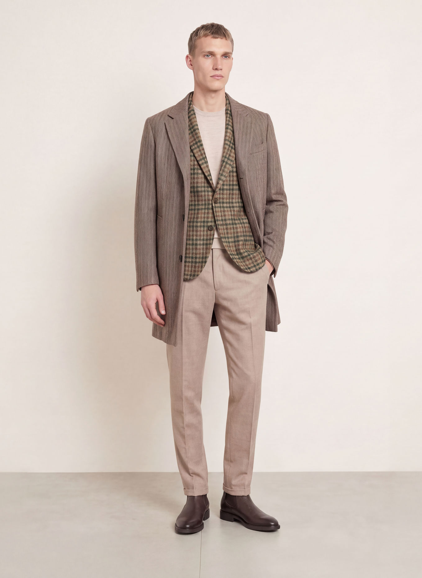 DIGEL Sakko EDWARD Modern Fit: DUNKELGRÜN / DUNKELBRAUN / BEIGE