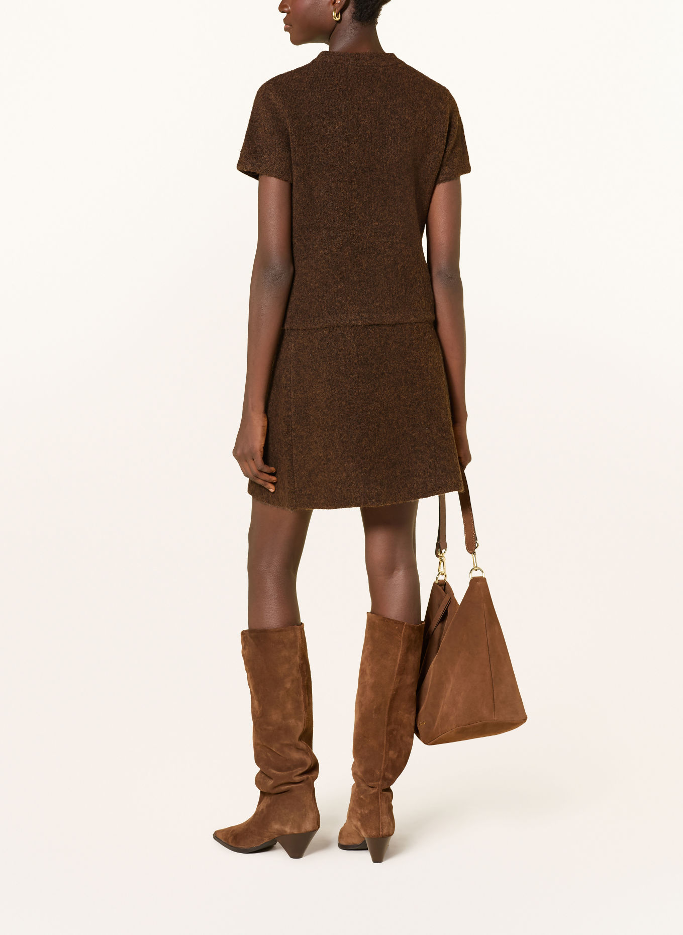 Rich & Royal Knit shirt with decorative beads: DARK BROWN / LIGHT BROWN